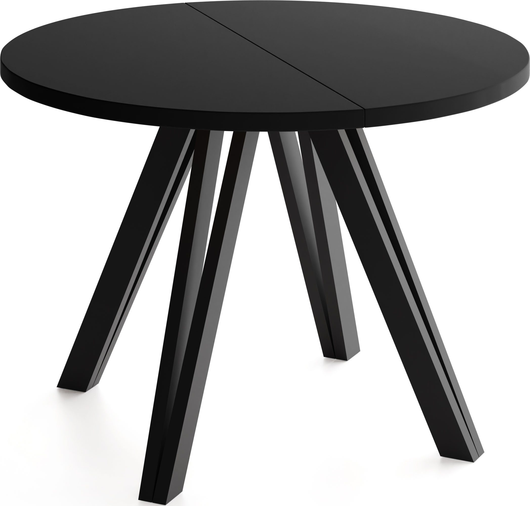 WFL GROUP Esstisch Ravano ausziehbar rund modern mit Schwarzen Holzbeinen (MADE IN EU, drei Größen – 100 cm, ausziehbar auf 140/180 cm), platzsparender Tisch für kleine Küche, Esszimmer oder Wohnzimmer