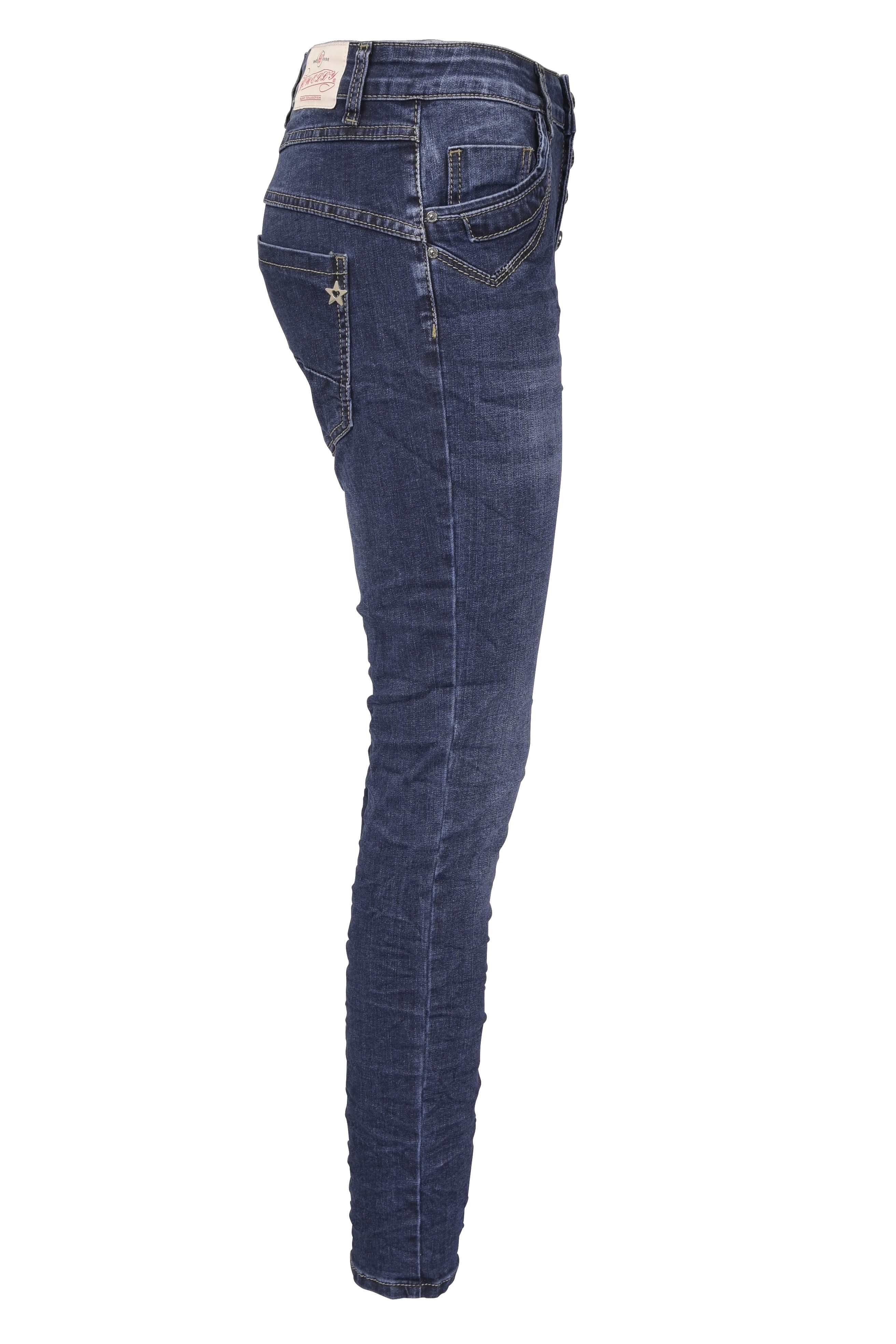 Jeans, Jeans Stretch Five-Pocket im Crash-Look Regular-fit-Jeans Jewelly