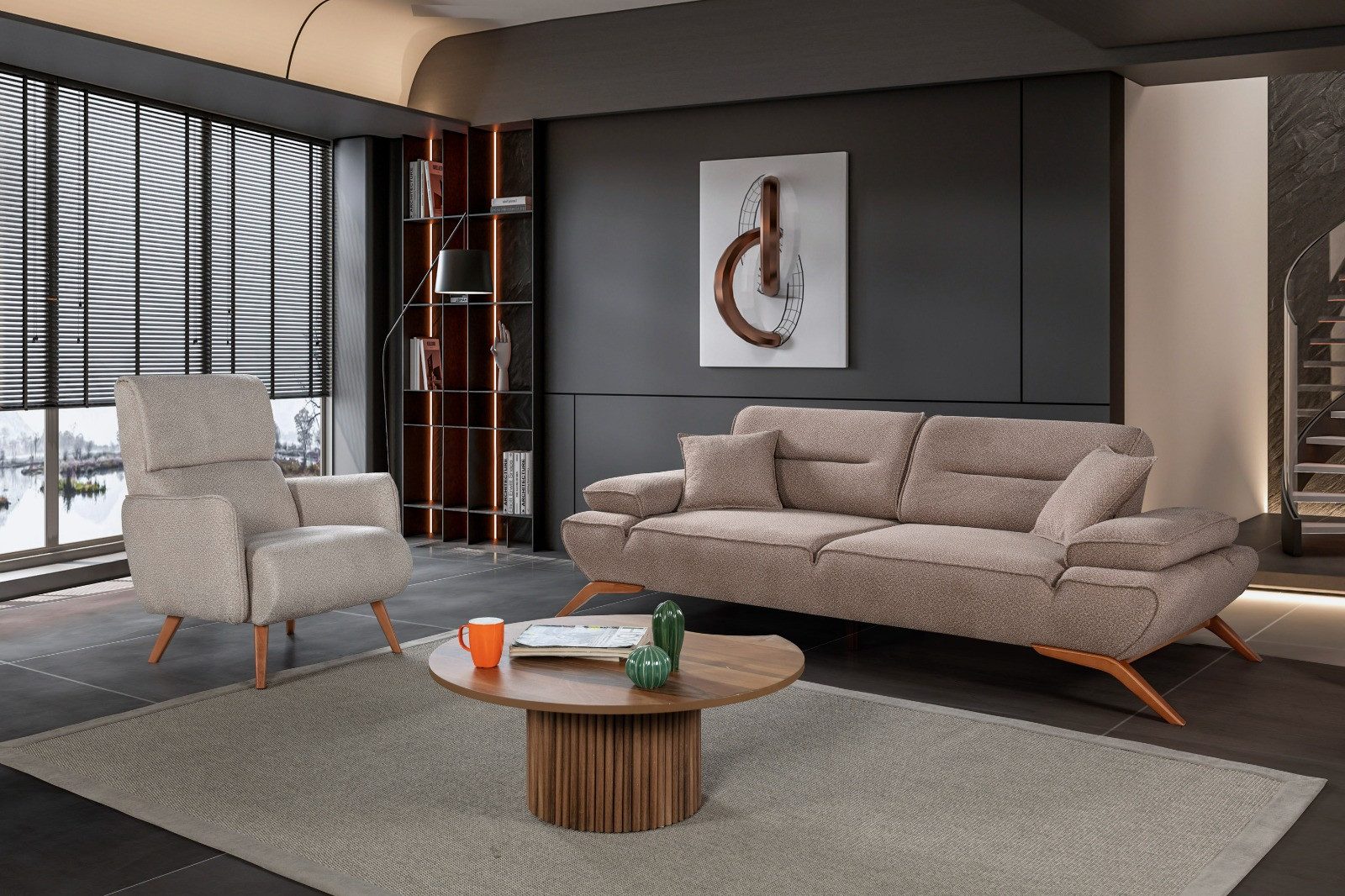 Nobelaa Sofa Sitzgruppe/Sofa Set - Wohnzimmergarnitur "Acantha" 3+3+1+1