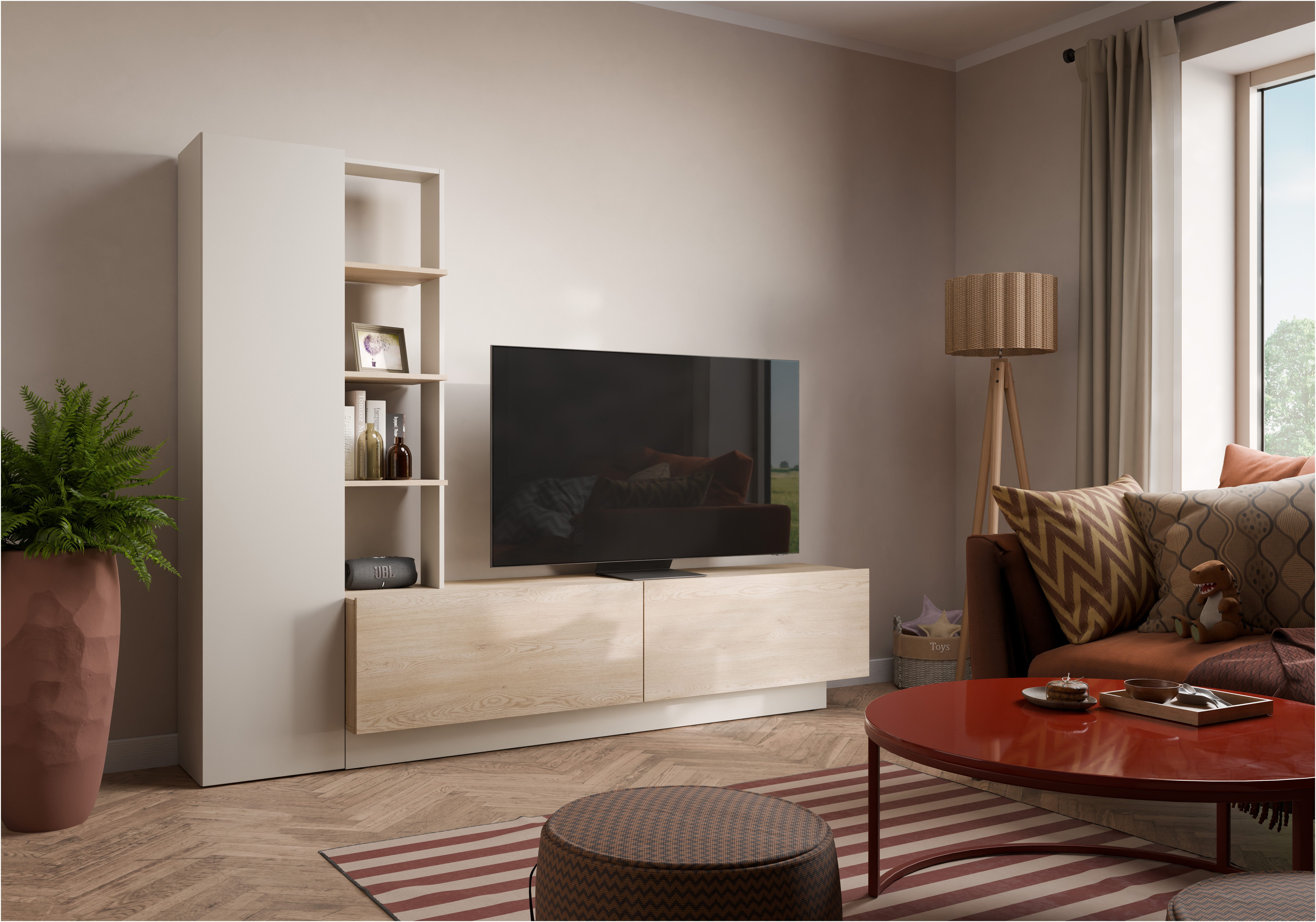 OTTO home Wohnwand Roda, moderne Wohnwand, Komplett-Set, Breite 230 cm, grifflose Design