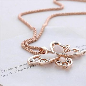 Fivejoy Charm-Kette Schmetterling Halskette hohle Opal Kette Halskette Legierung Halskette (1-tlg), Kann zu jedem Outfit getragen werden