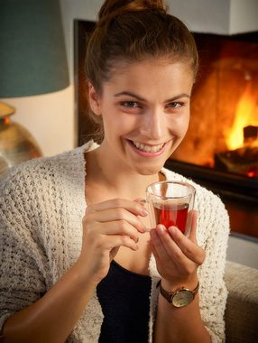 monzana Teeglas, 4 x Thermogläser doppelwandig aus Glas mit Henkel isoliert 250 ml