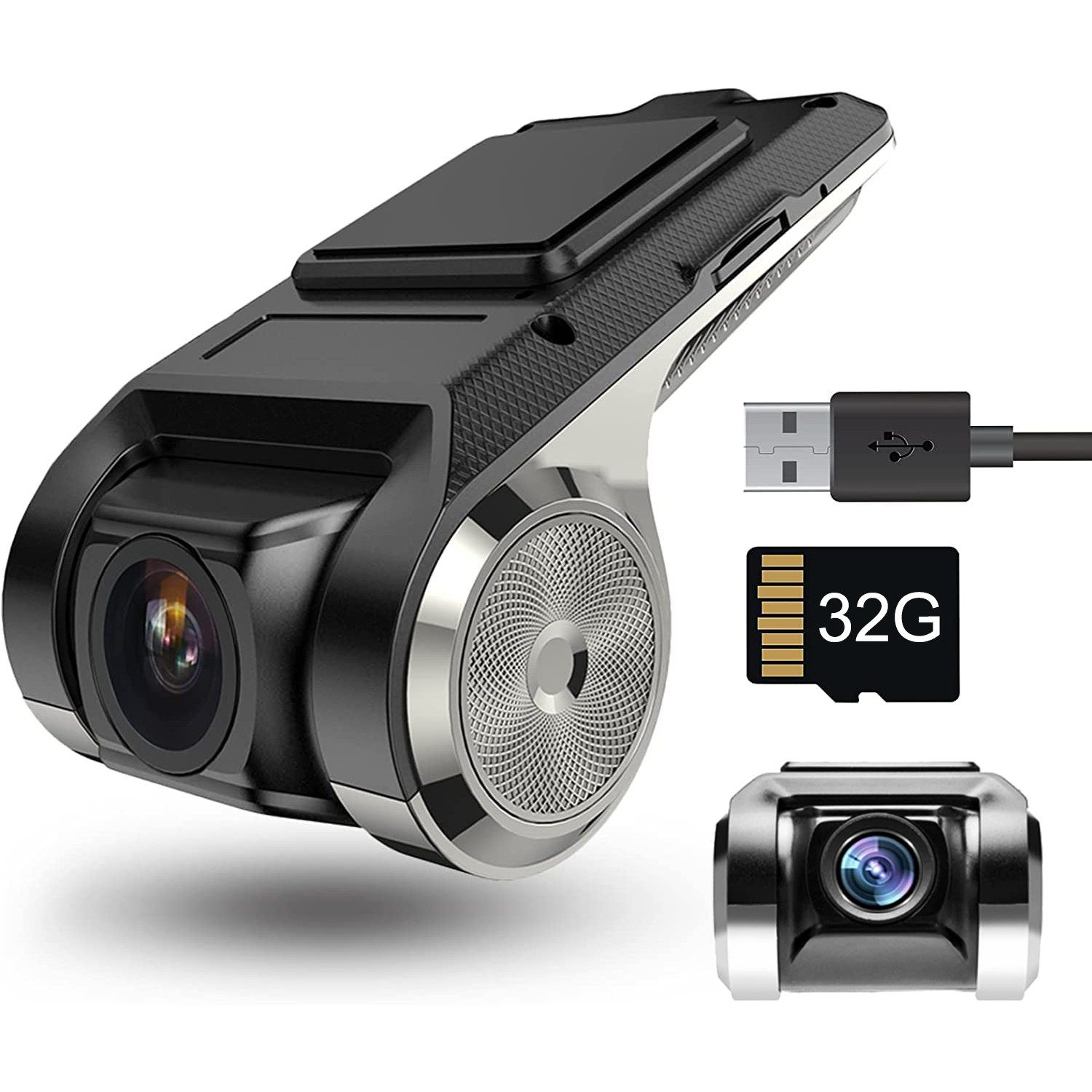 HD DashCam mit 32GB SD Karte, USB DVR Dashcam für Android Dashcam