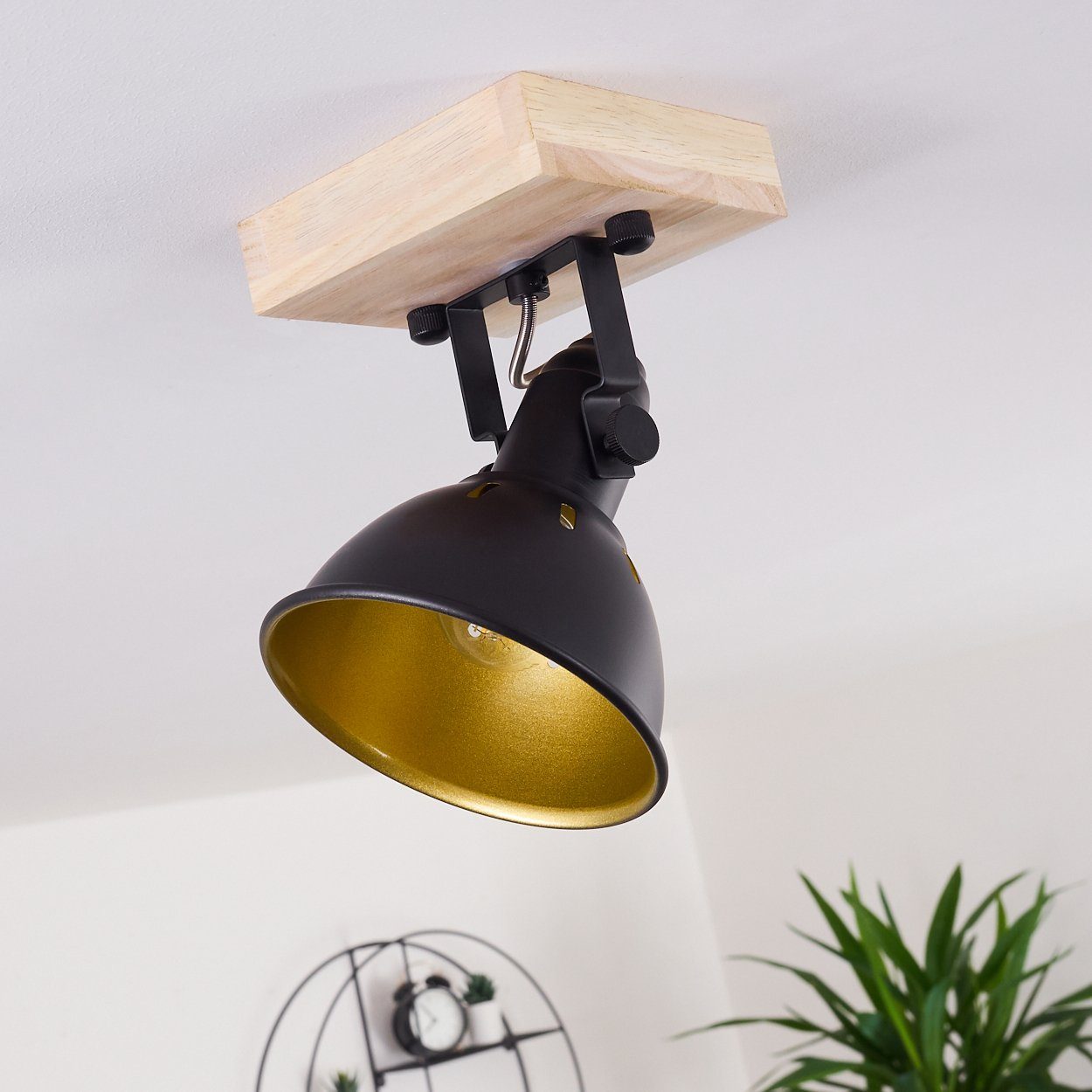 Wandlampe E14, dreh-/schwenkbar der Deckenleuchte in ist ohne Holz, aus schwarz-gold hofstein »Arazane« Leuchtmittel, Wandleuchte, Leuchtenkopf Metall und
