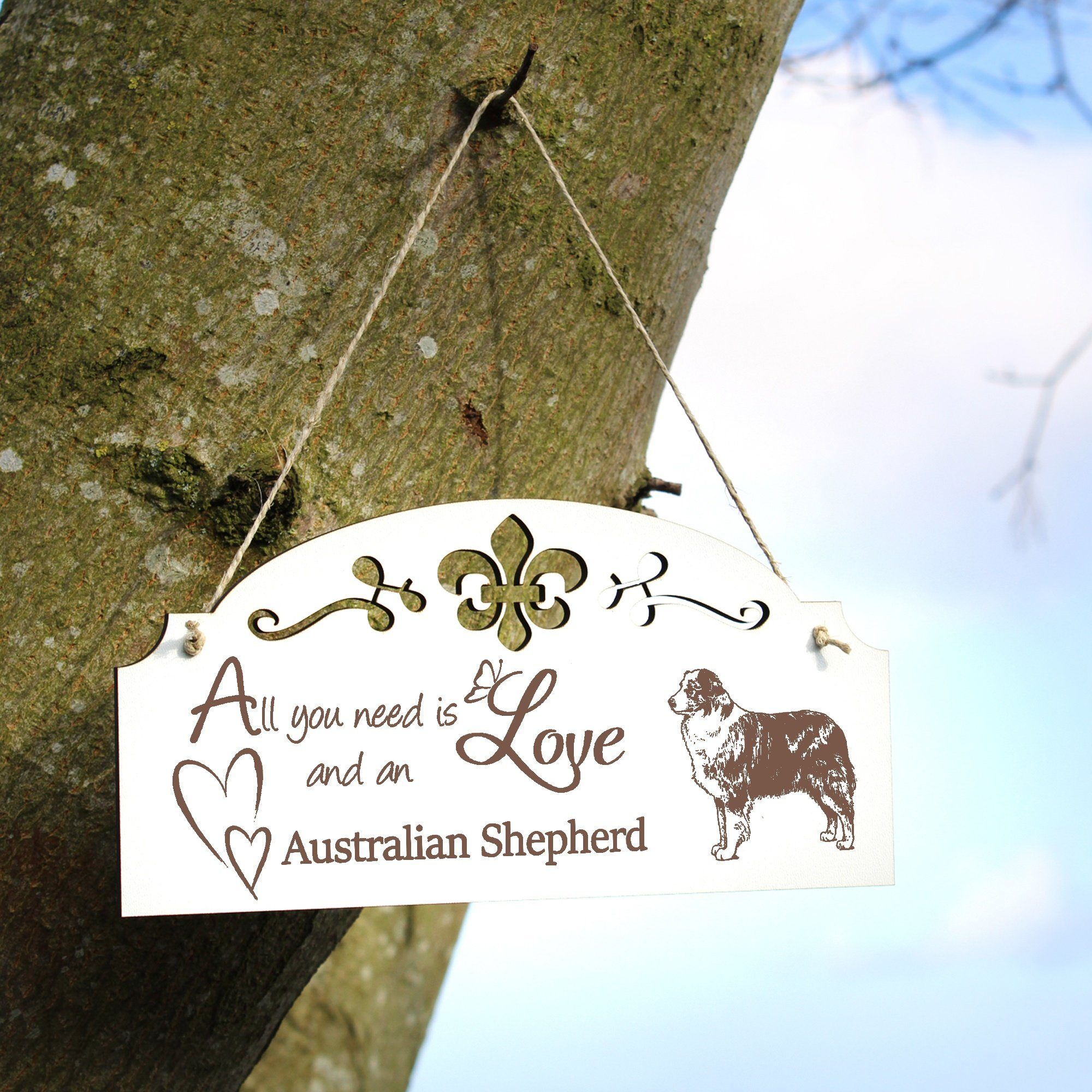 Dekolando Hängedekoration Australian Shepherd Deko you All Love 20x10cm is need