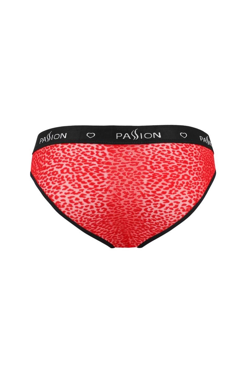 Passion Menswear Slip Roter Männer Slip transparent aus feinem Netzmaterial mit Samt-Print H