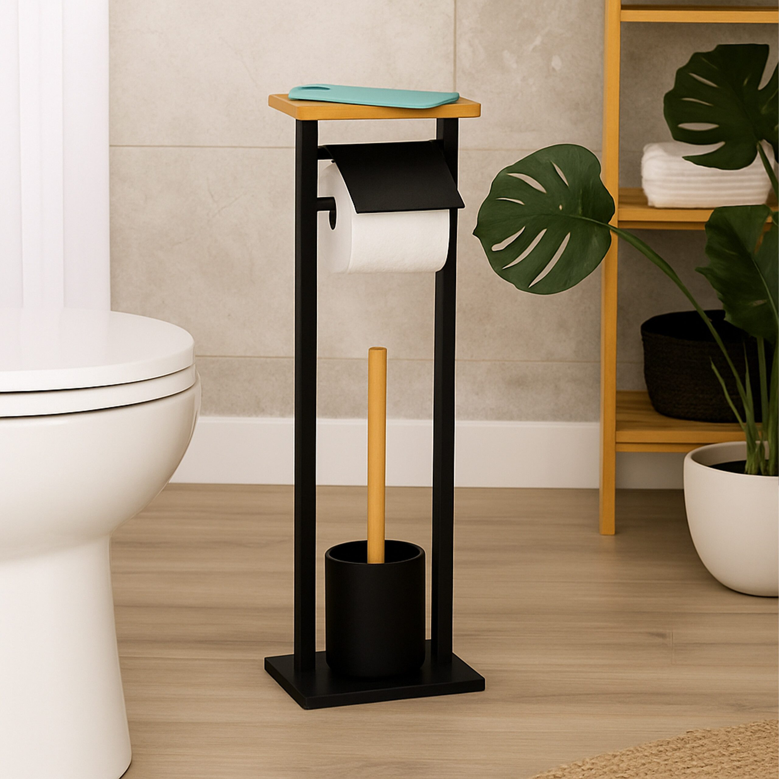 relaxdays WC-Garnitur mit Ablage, schwarz günstig online kaufen
