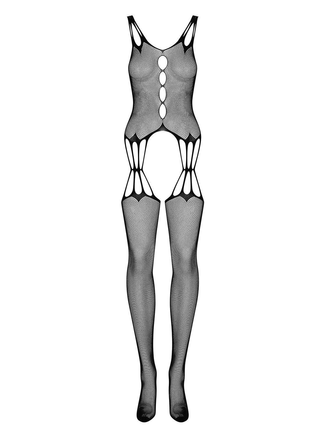 Obsessive Bodystocking Catsuit in schwarz ouvert elastisch transparent