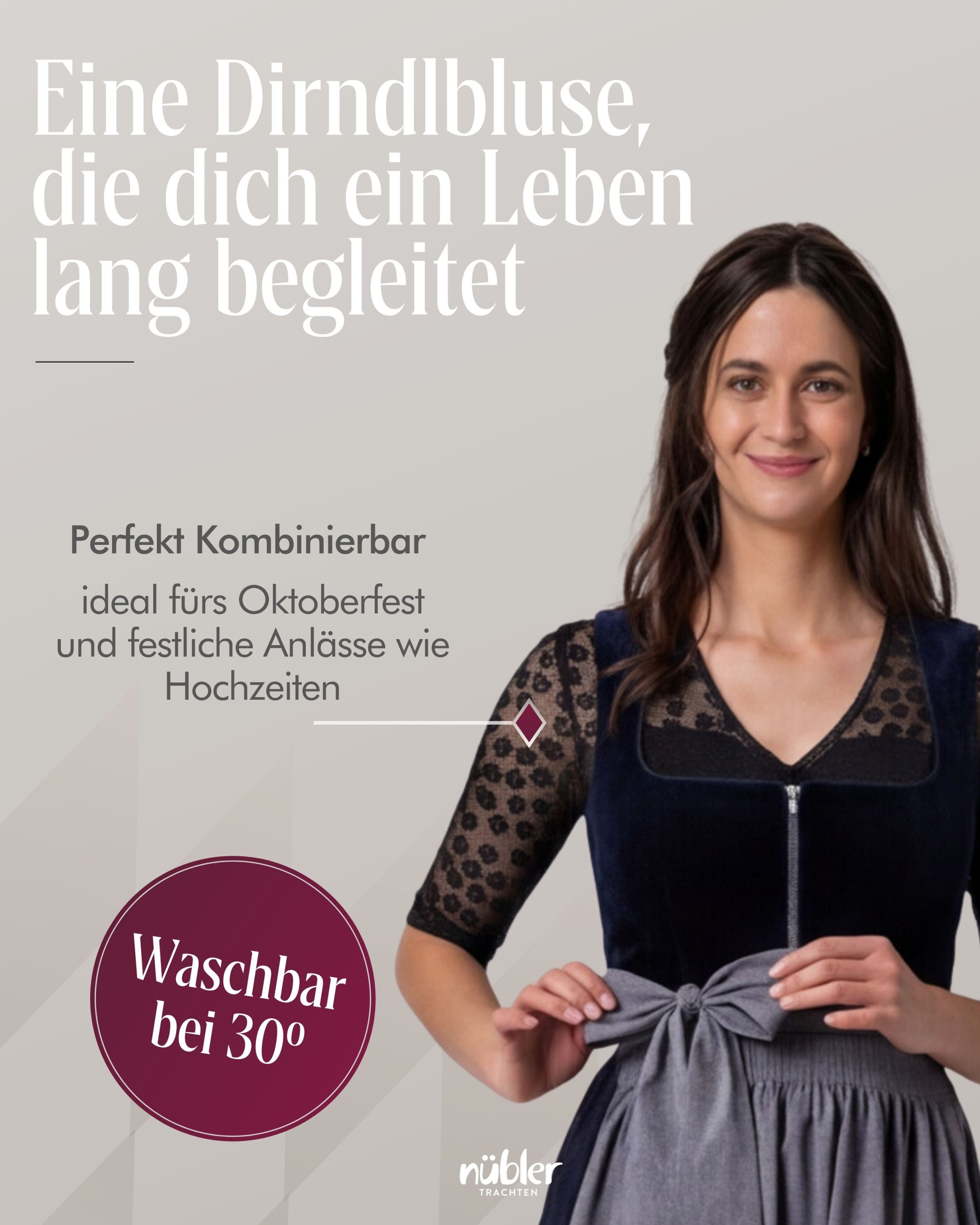 Nübler Dirndlbluse Dirndlbluse kurzarm Moni in Schwarz von Nübler – Bild 5 von 5