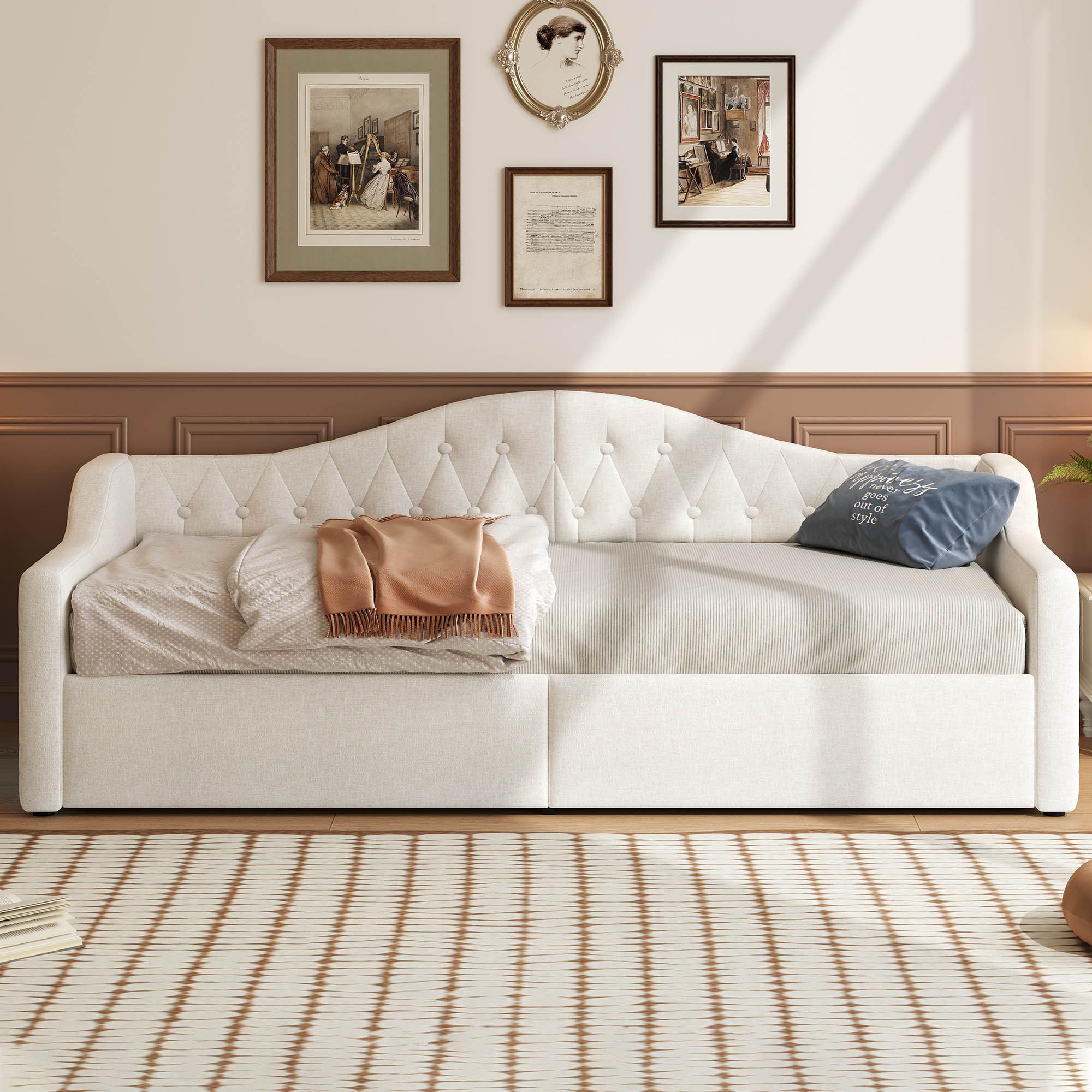 Merax Daybett mit hydraulischem Stauraum (Schlafsofa Sofabett Jugendbett Kinderbett Polsterbett, 1 tlg), Tagesbett 90x200cm mit LED-Beleuchtung Lattenrost Rücke – Bild 3 von 5