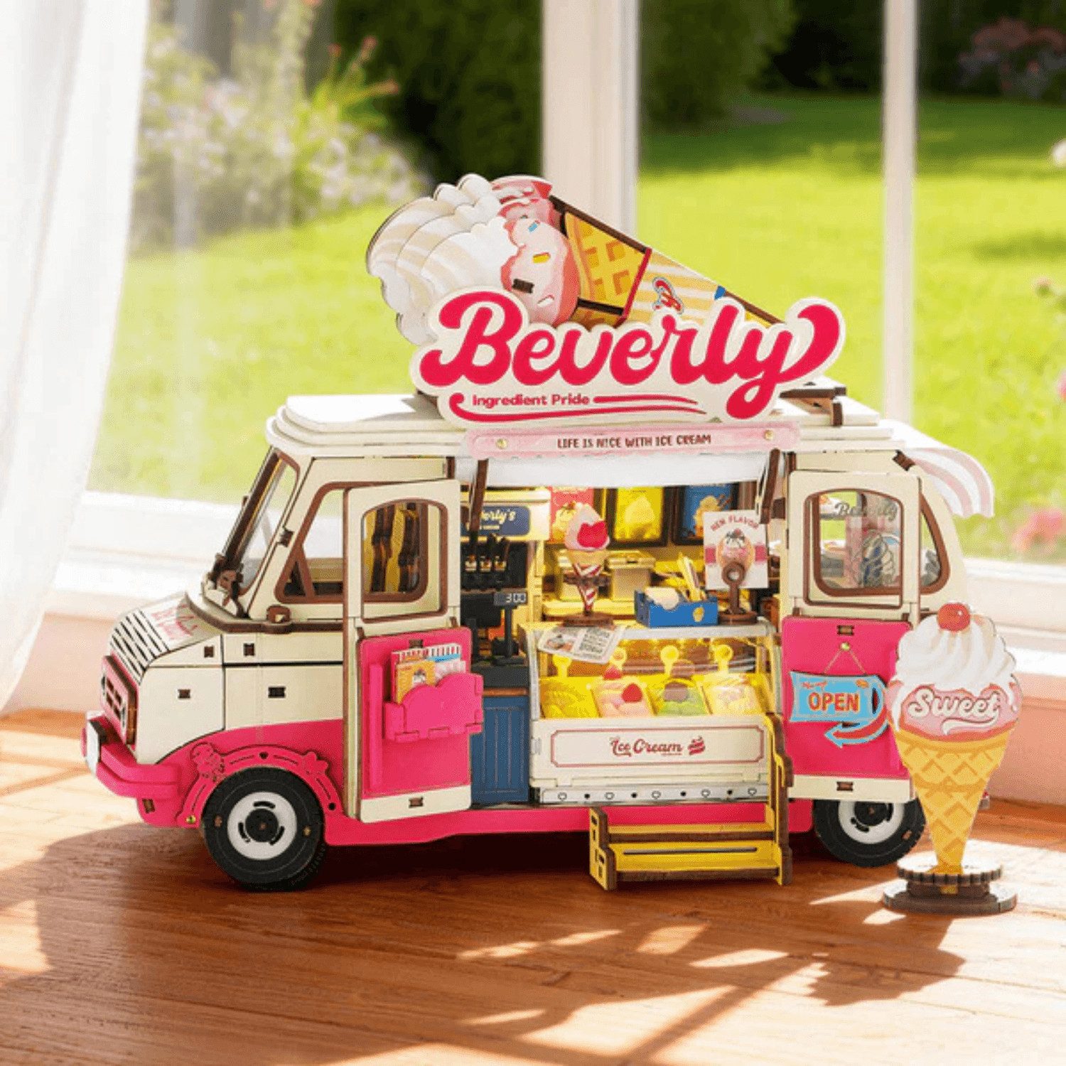 Robotime 3D-Puzzle Beverly's Ice Cream Truck 3D Puzzle, 290 Puzzleteile
