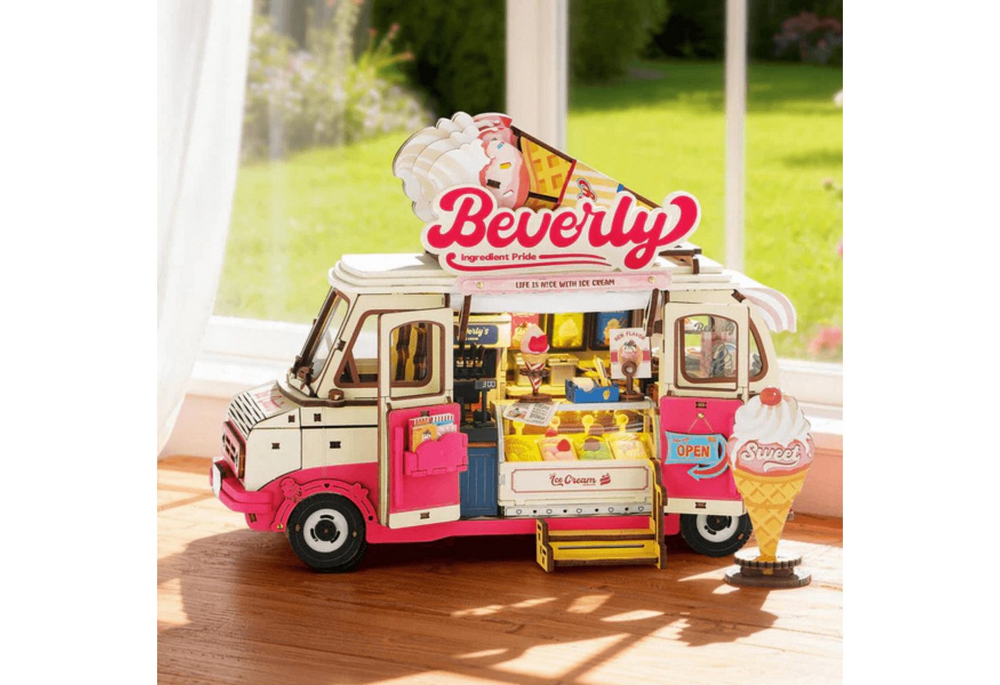 Robotime 3D-Puzzle Beverly's Ice Cream Truck 3D Puzzle, 290 Puzzleteile