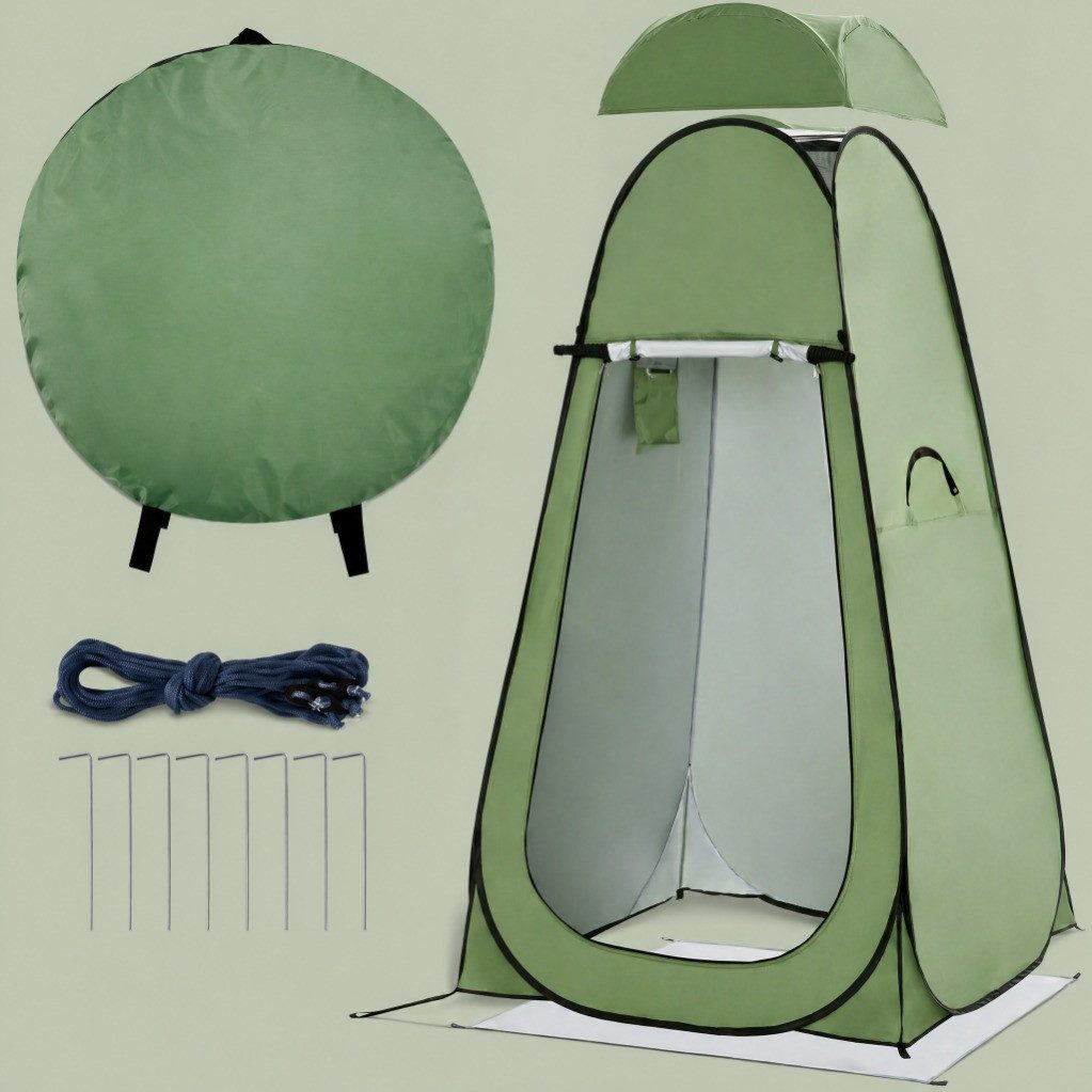 Wolfwise Faltzelt Pop-Up Duschzelt Camping & Umkleidezelt mit Boden – Silberbeschichtet, Personen: 1