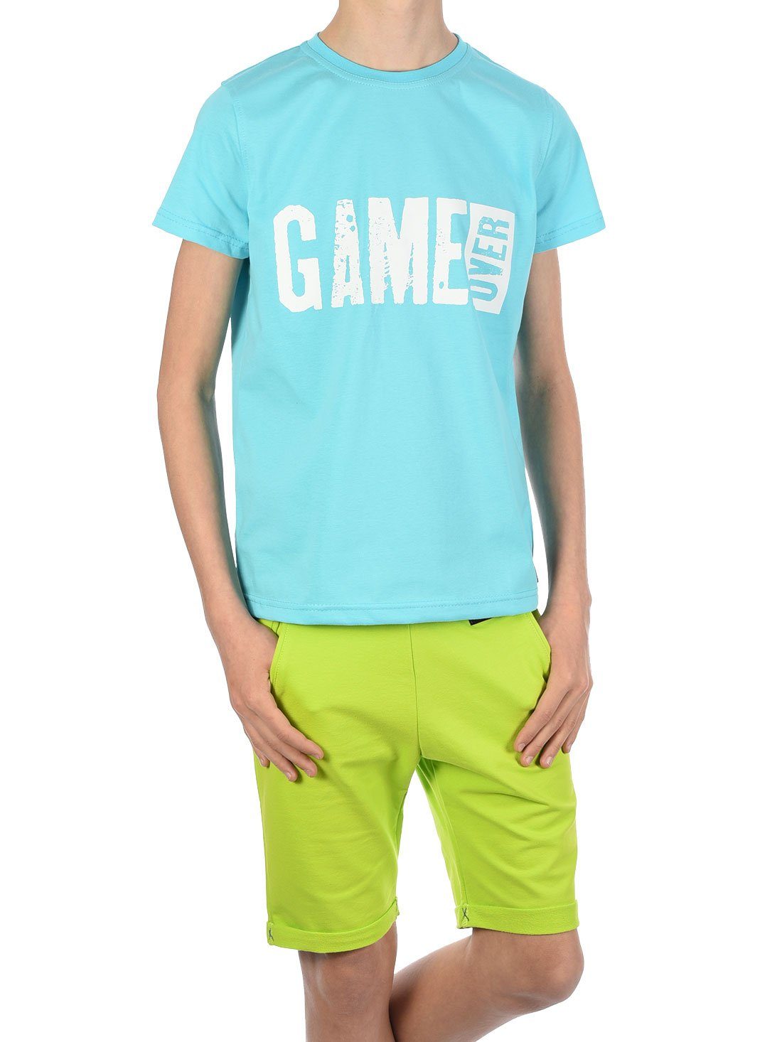 BEZLIT T-Shirt & Shorts Jungen Sommer Set T-Shirt GAME OVER und Stoff (1-tlg) mit elastischem Bund
