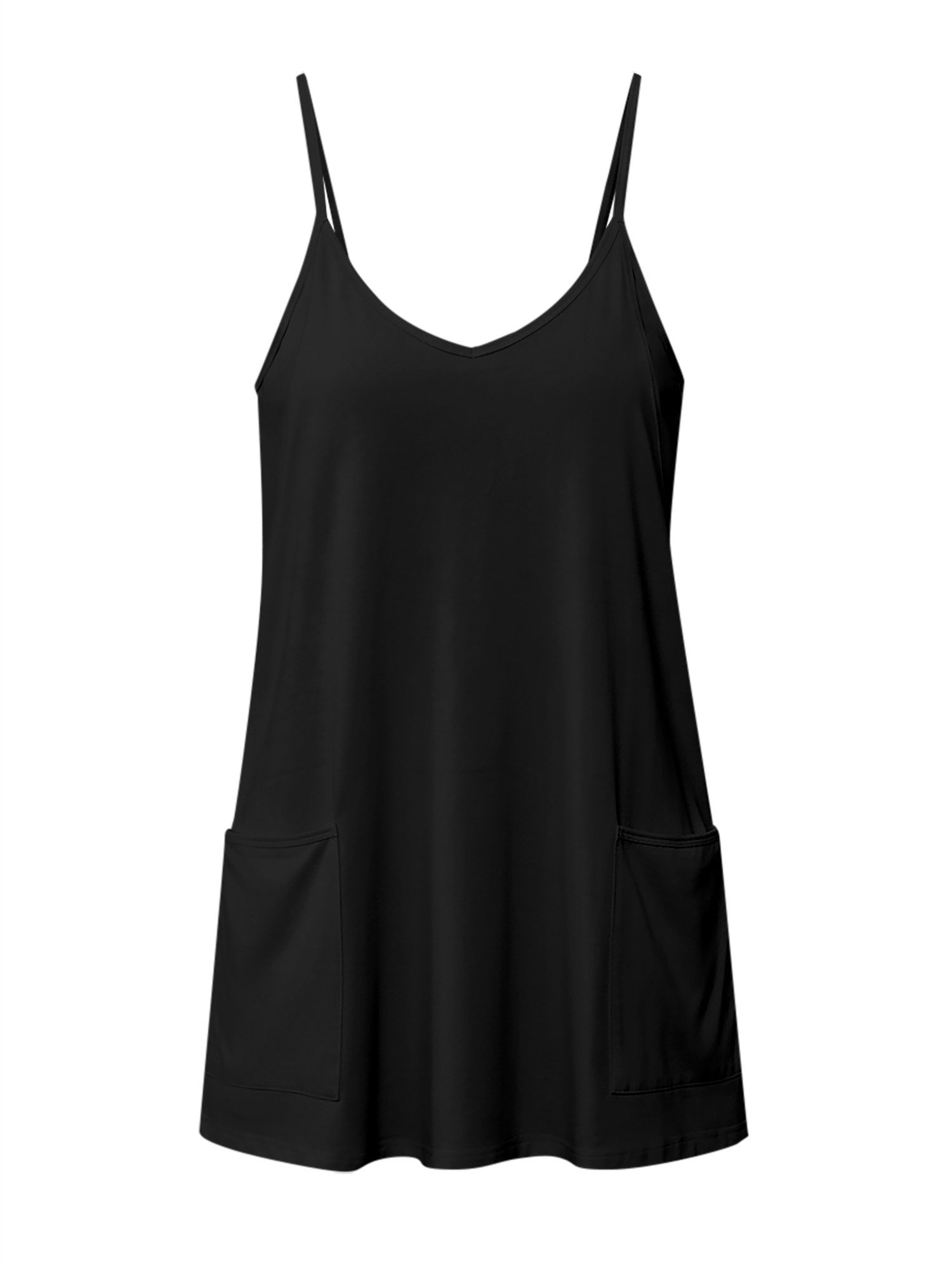 Imily Bela Trägerkleid Damen mit Rundhals Casual Freizeitkleid (Packung, 1-tlg., 1per-Pack) mit Eingrifftaschen in Unifarbe – Bild 5 von 5