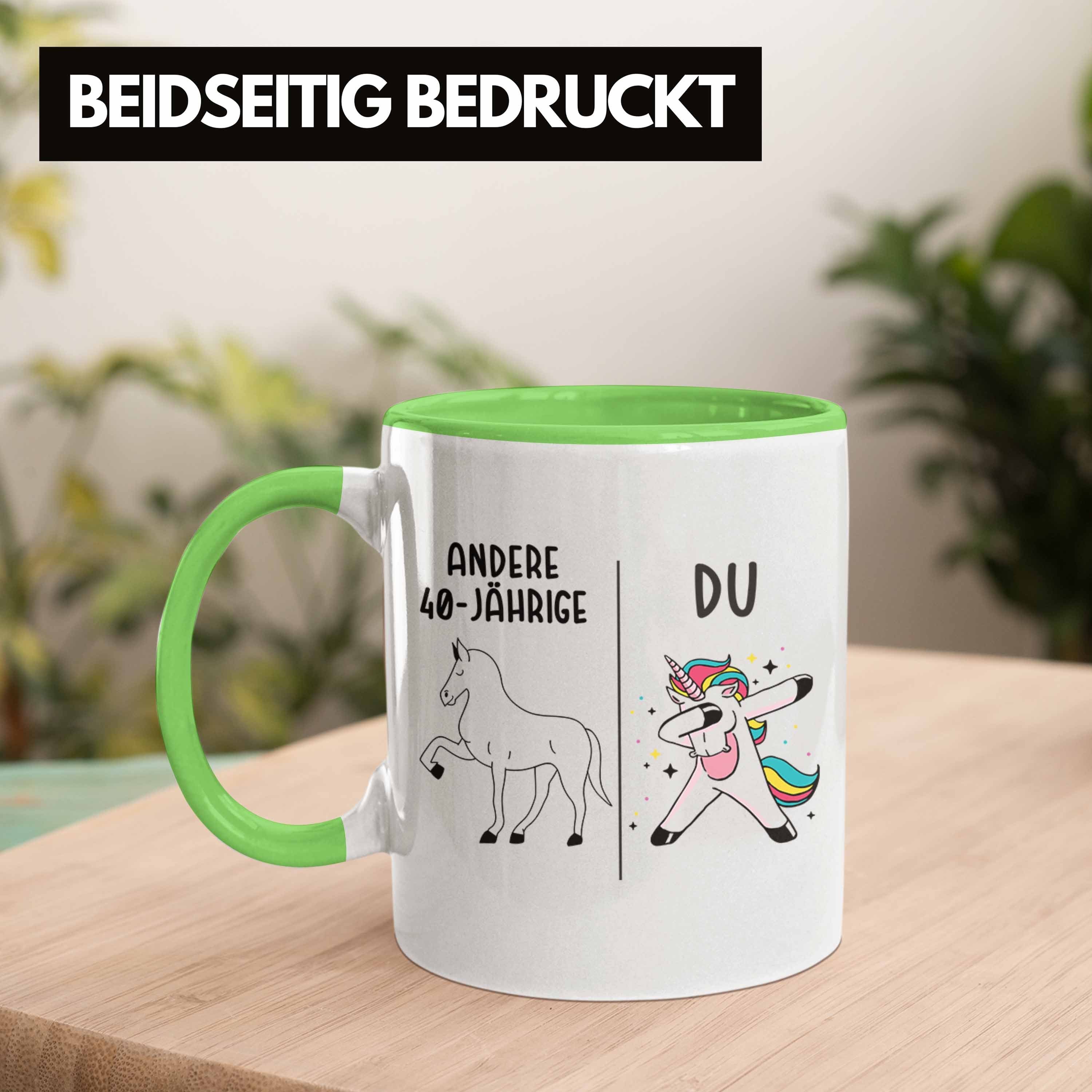 Trendation Tasse Grün - 40. Geschenk Mutter Geschenkidee Geburtstag Geburtstag Trendation Einhorn Frauen 40er Mama Tasse