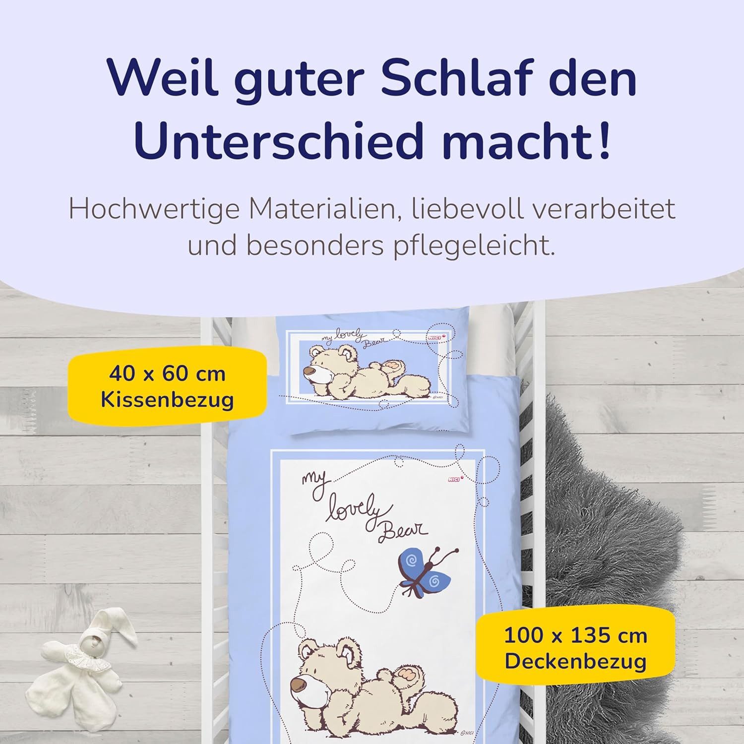 Träumschön Kinderbettwäsche Premium Set aus Baumwolle 100x135 cm - 40x60 cm, Renforcé, 2 teilig, mit Reißverschluss, 100% Baumwolle, luftig leichte Sommerbettwä – Bild 2 von 5