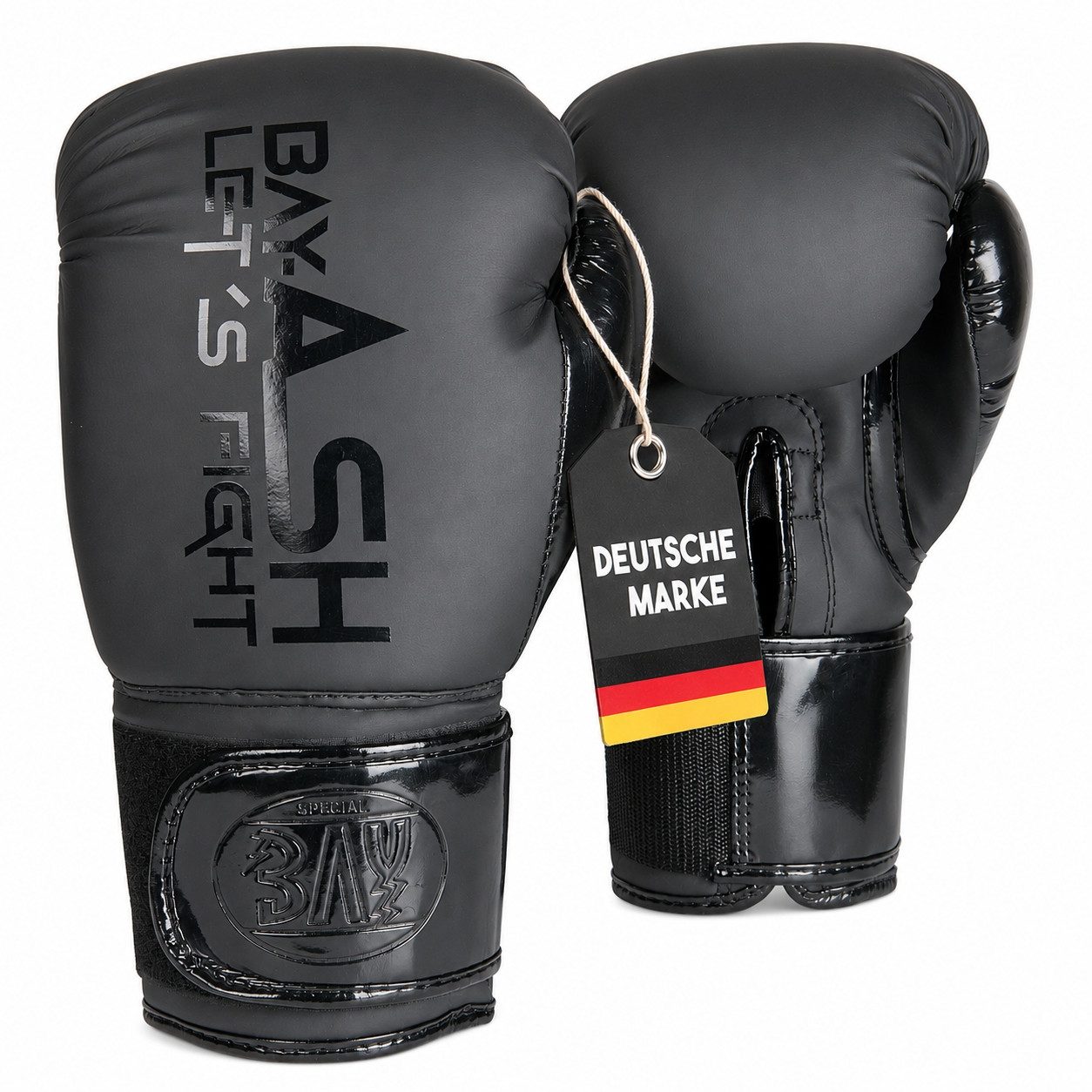 BAY-Sports Boxhandschuhe ASH - Stabil & komfortabel für Boxen, Kickboxen, MMA & Sparring (Paar, Boxhandschuhe), Matt & Glänzend Effekt, 8 - 16 Unzen