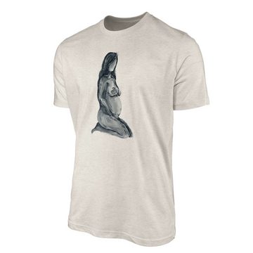 Sinus Art T-Shirt Herren Shirt 100% gekämmte Bio-Baumwolle T-Shirt Aquarell schwangere Frau Motiv Nachhaltig Ökomode (1-tlg)