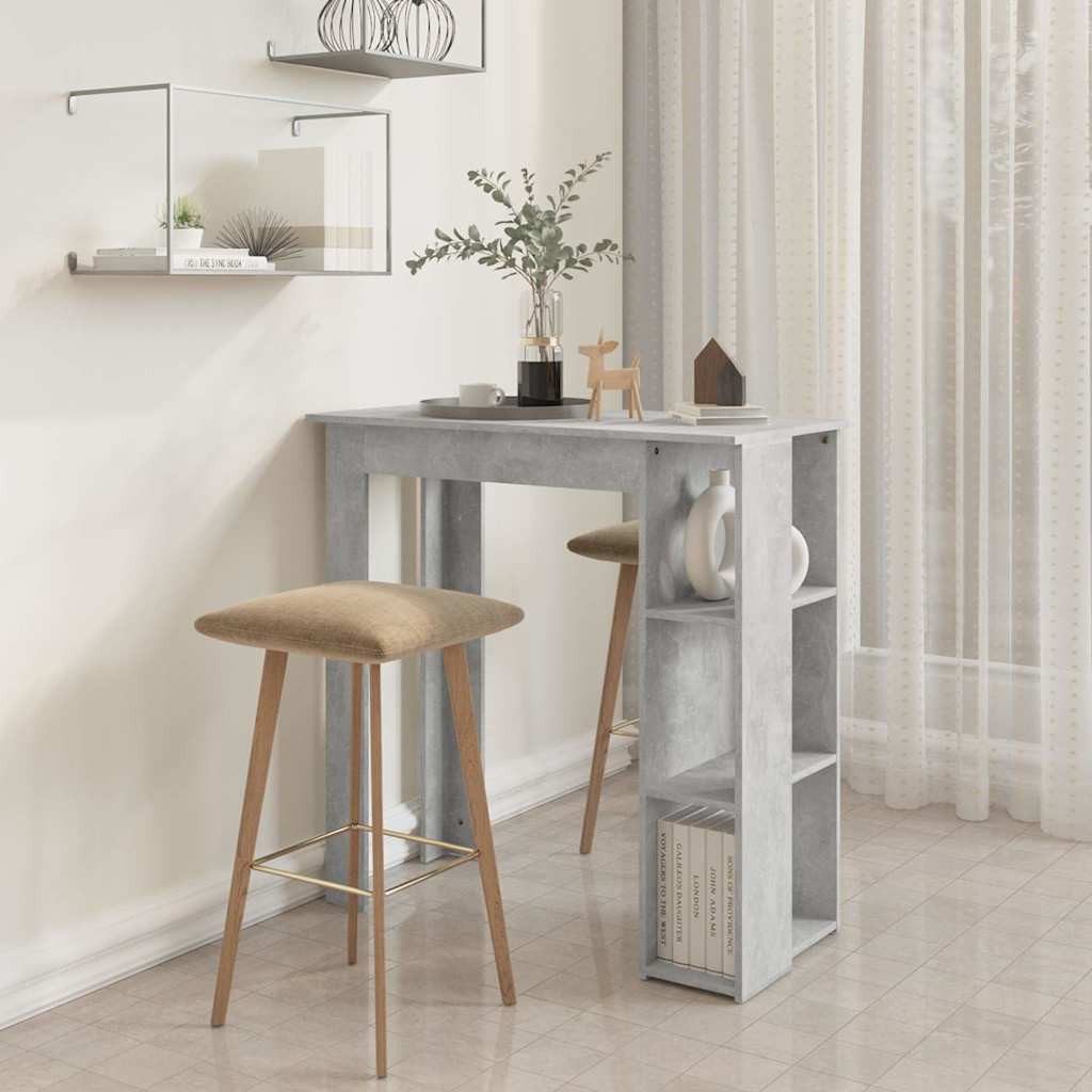 furnicato Bartisch Stehtisch Betongrau 102 x 50 x 103,5 cm aus Holzwerkstoff (1-St), Stabiler Bistrotisch mit drei Ablagen für Küche oder Essbereich