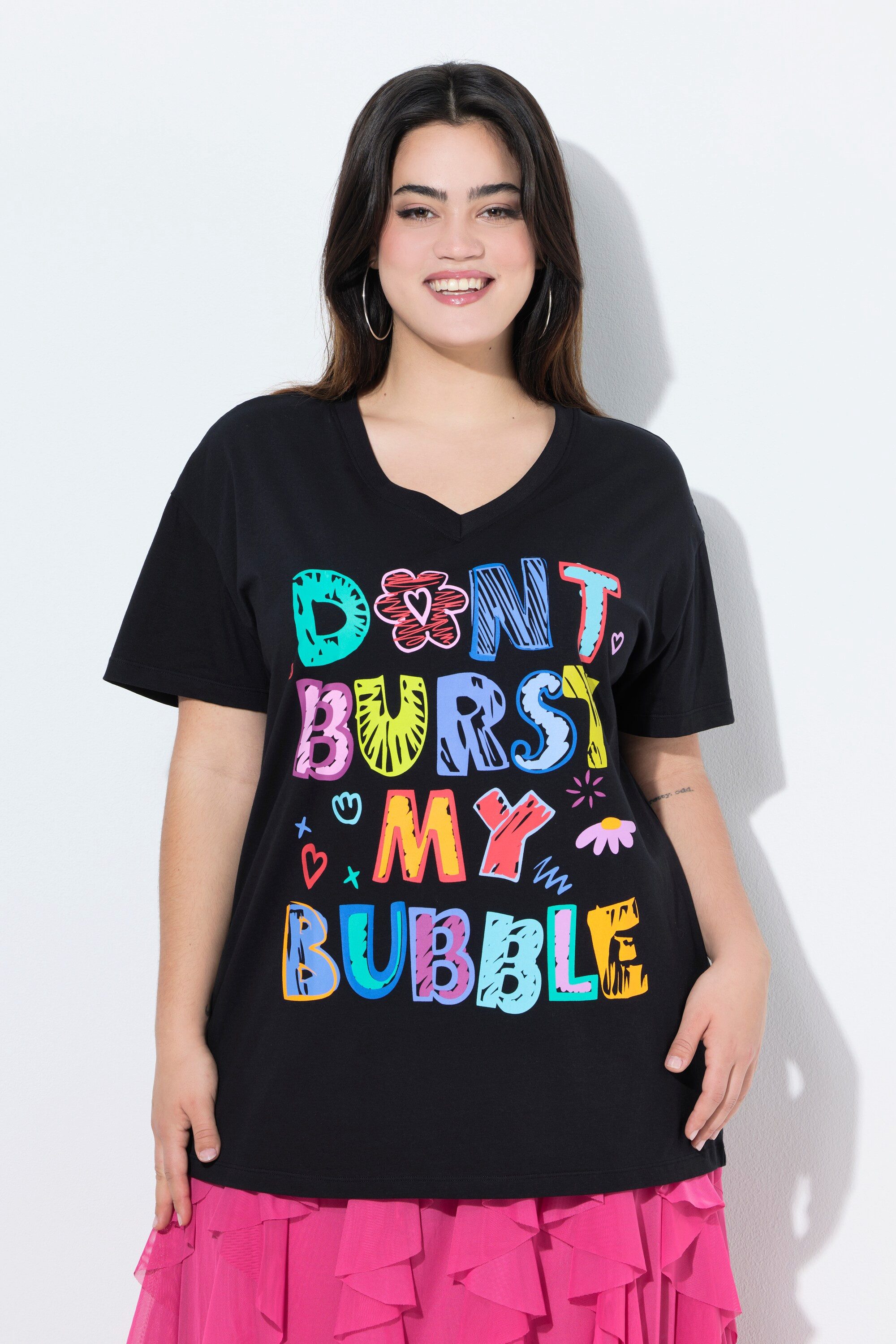 Angel of Style T-Shirt T-Shirt Boxy Fit bunter Schriftzug günstig online kaufen