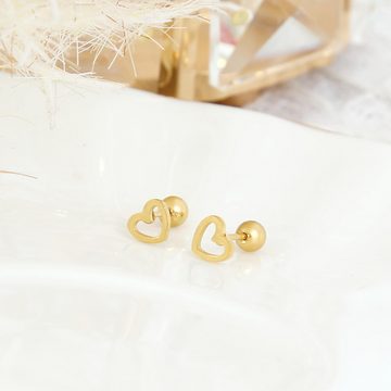 Made by Nami Ohrring-Set Herz Ohrringe Gold Damen Wasserfester Schmuck, Minimalistisch Geschenk für Sie