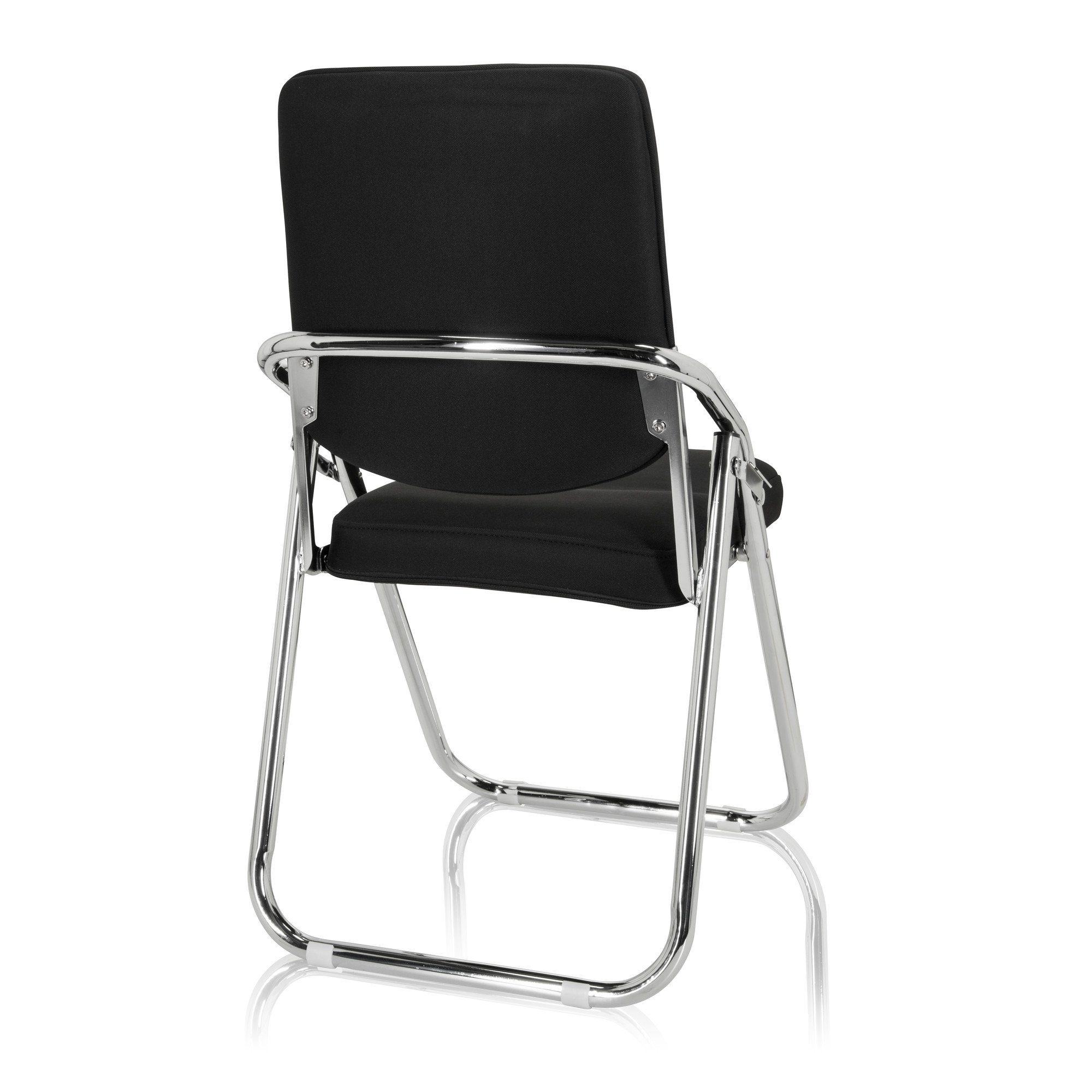 hjh OFFICE 704000 bezoekersstoel XT 600 stof zwart conferentiestoel stapelstoel gestoffeerd, stoel stapelbaar, wachtkamer