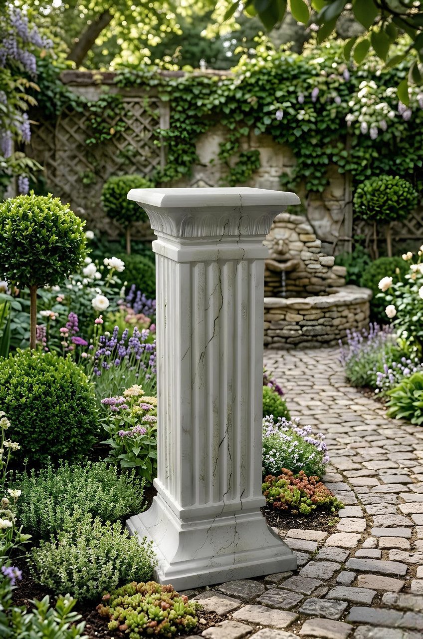 JVmoebel Dekosäule Antike Marmorsäule Römischen Stil Elegante Deko Skulptur Sofort (1 St., Dekosäule), Made in Europa