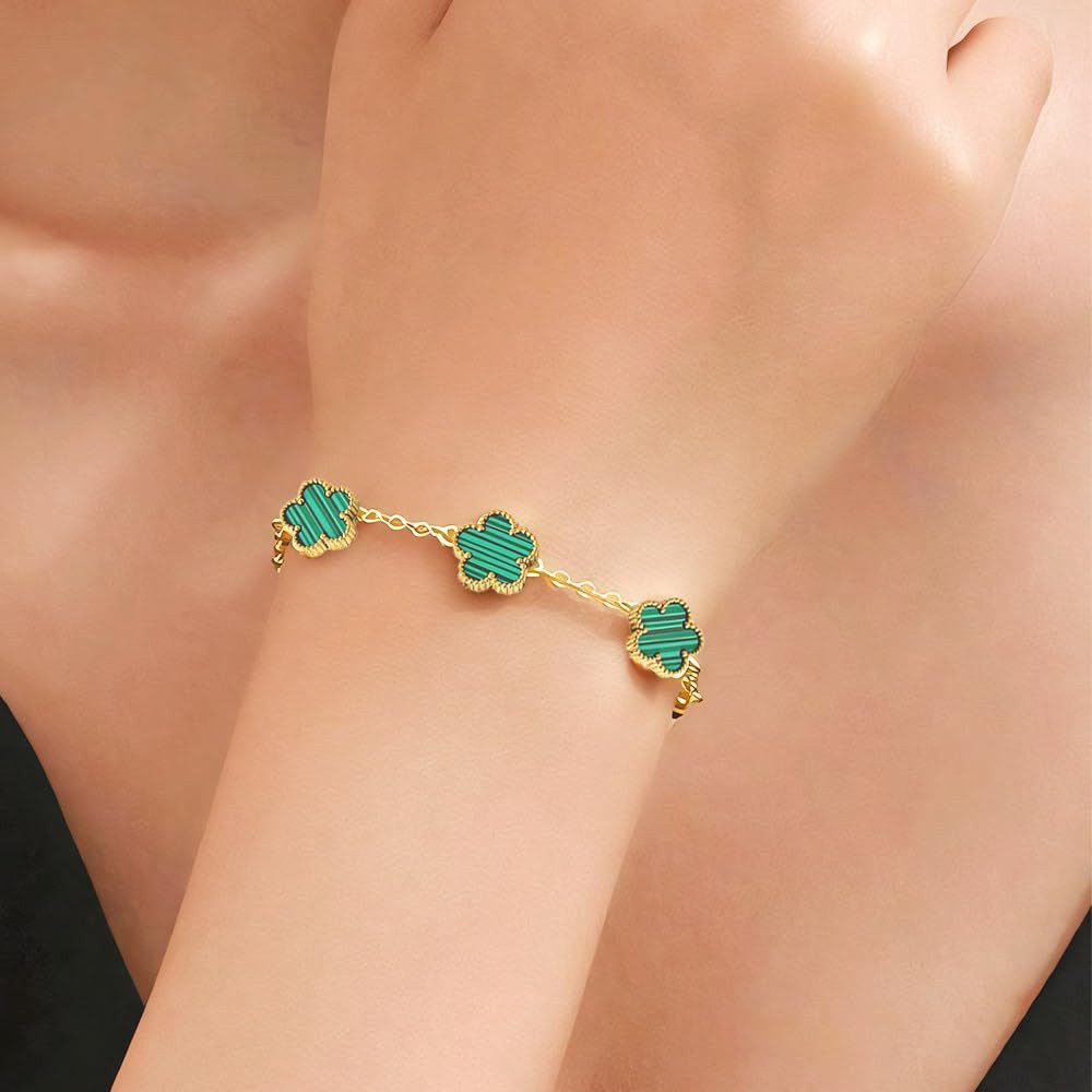 MOPUEA Schmuckset Kleeblatt Schmuck-Set Armband Halskette & Ohrringe mit Geschenkbox – Bild 3 von 5