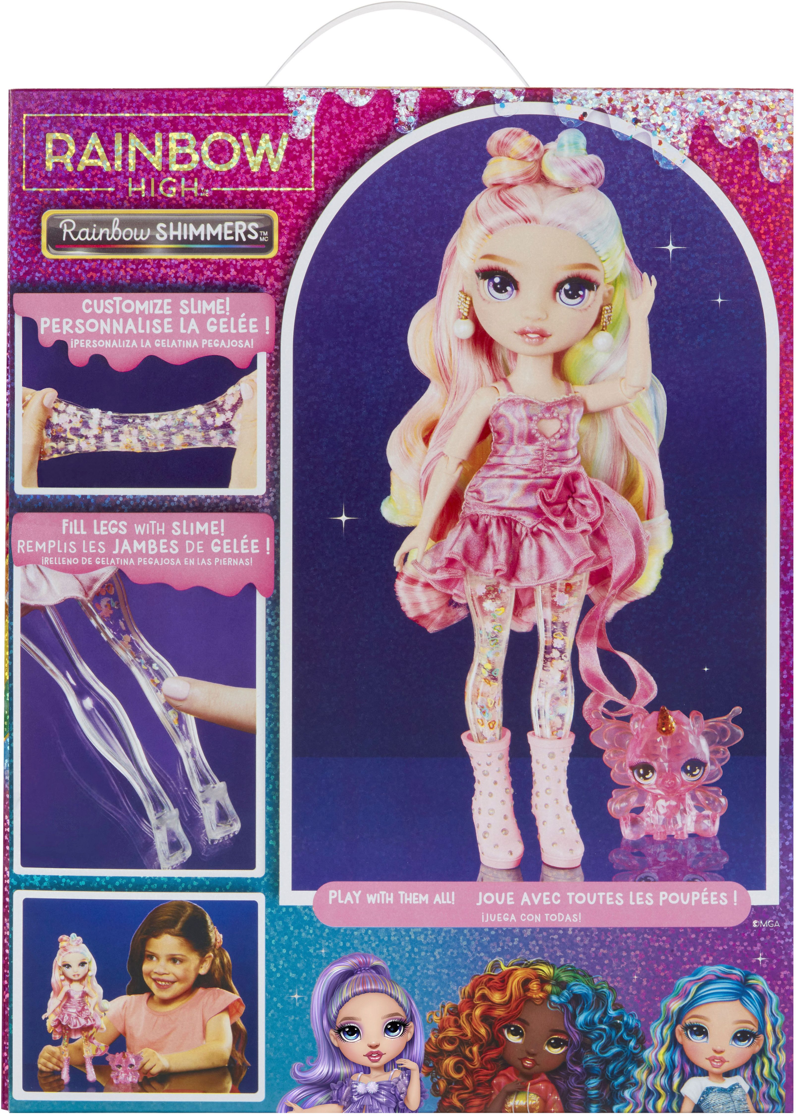 Rainbow High Dress Up Doll Rainbow Shimmers with Slime Fashion Doll, Bella (pink)
