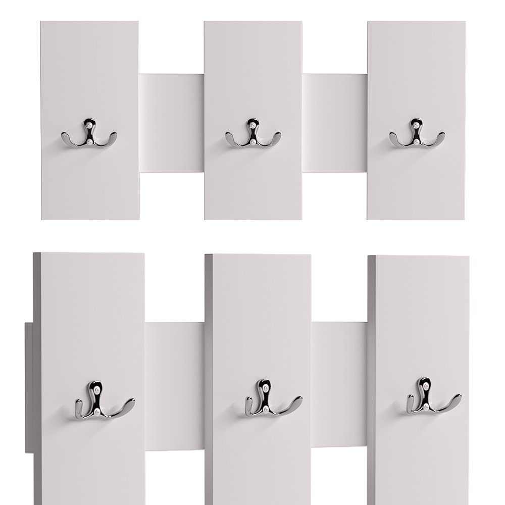 Wandgarderobe GRANDE Set) (kein Weiß Vicco Aufbewahrung Kleiderhaken 65x115cm