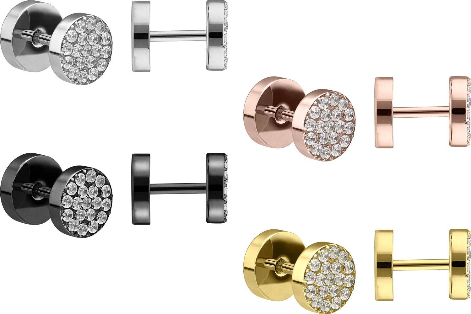 PIERCINGLINE Fake-Ear-Plug Chirurgenstahl Fake Plug KRISTALLE (Fake Plugs, 1-tlg)