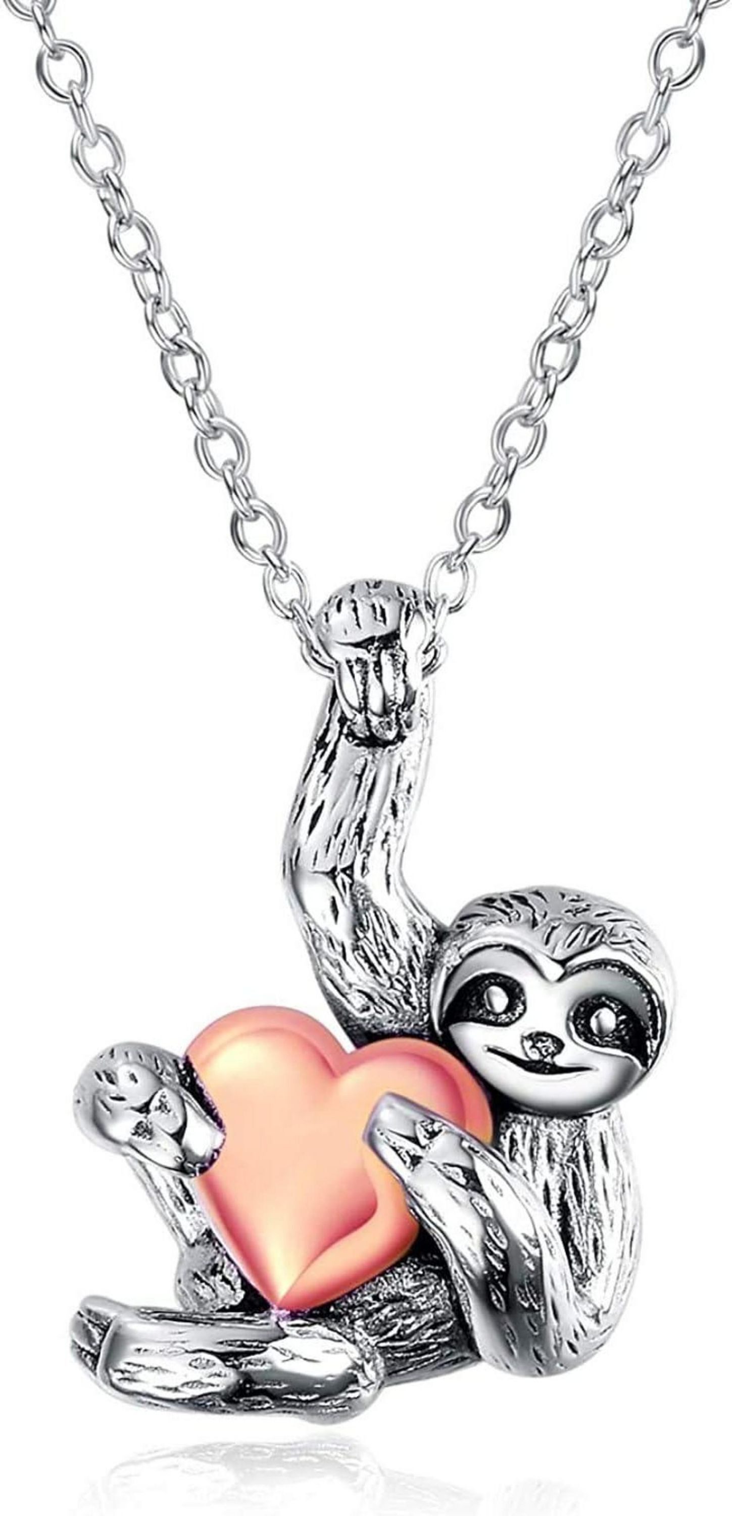 Kette und Anhänger Set Sterling Silber Faultier Anhänger Halskette für Frauen Mädchen Tier