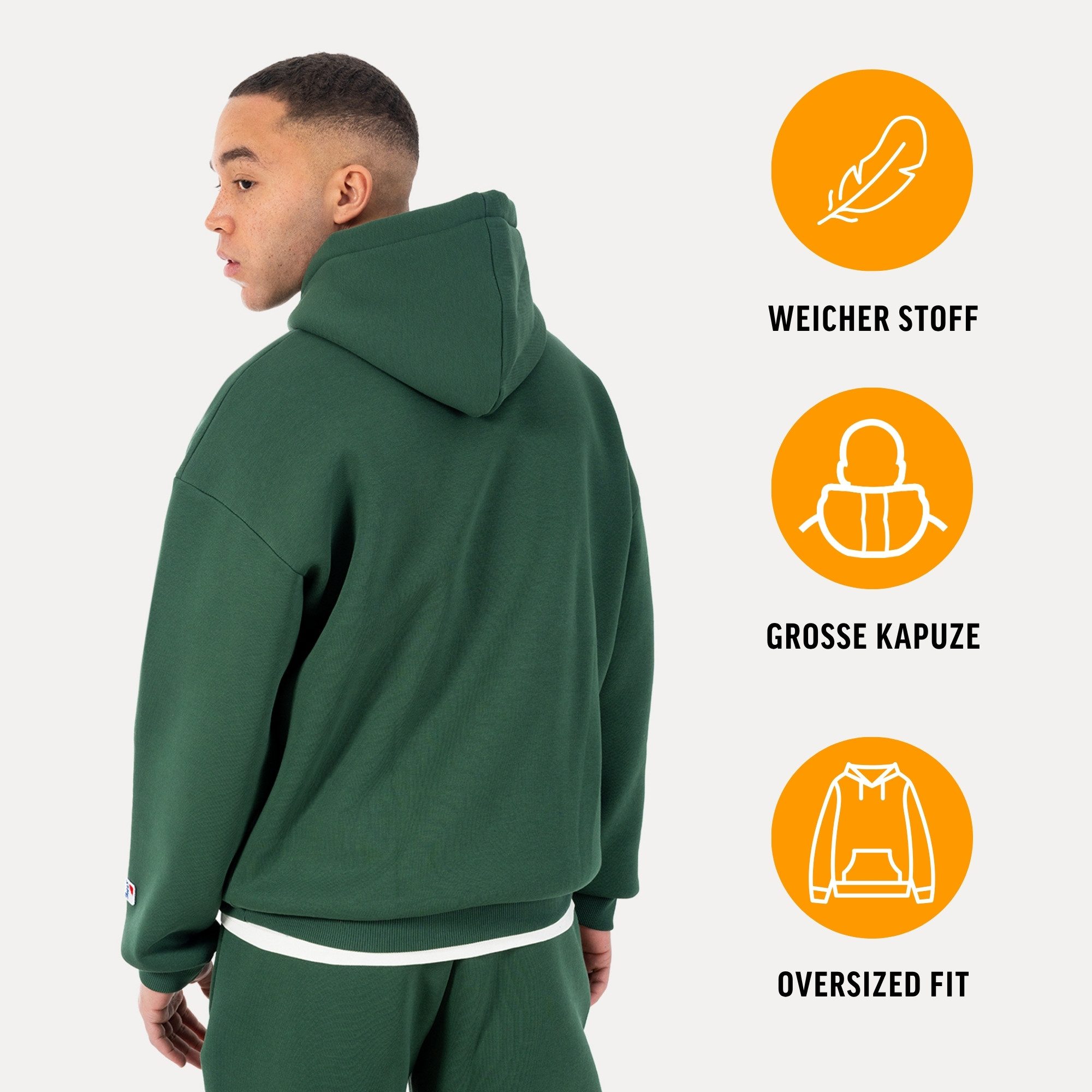 Smilodox Hoodie Oswin, Oversized Pullover Herren, Sweater mit Frontprint und Kapuze Baggy Fit, Weiches Sweatmaterial, ideal für Gym & Freizeit