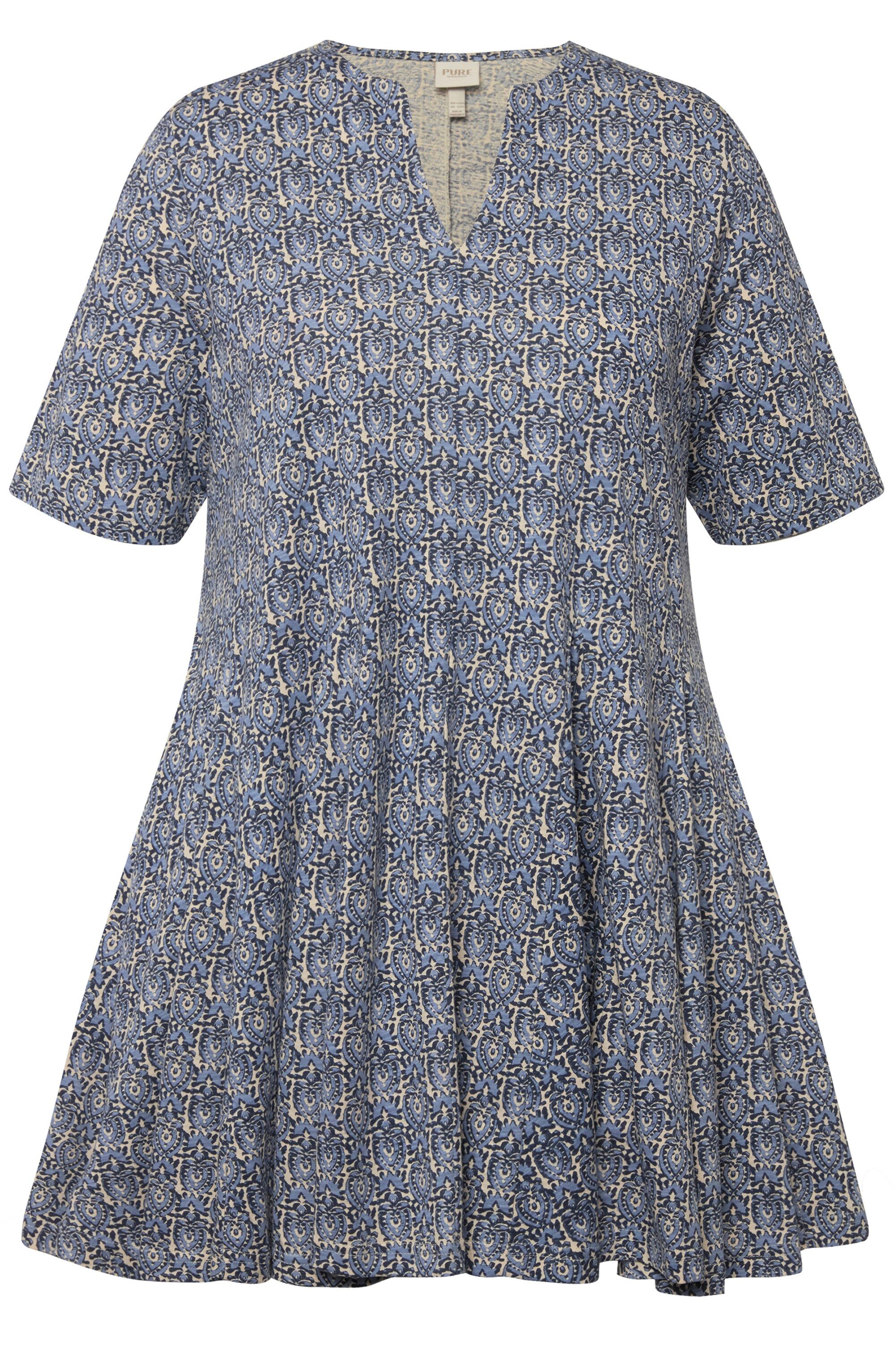 Ulla Popken Longshirt Longshirt Godetfalten Tunika-Ausschnitt Halbarm günstig online kaufen