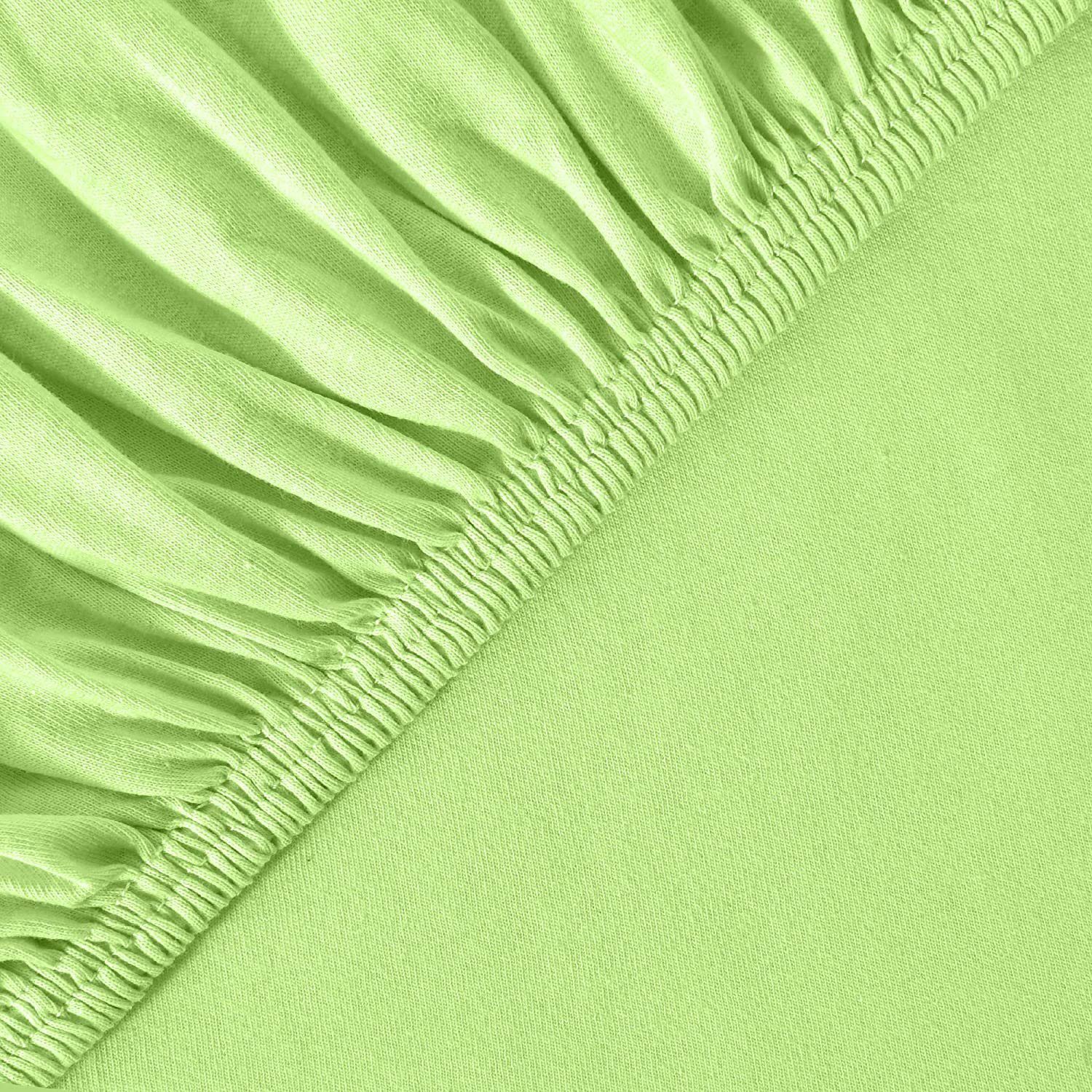 Spannbettlaken Classic Jersey, leevitex®, Gummizug: & / Baumwolle, diverse Hellgrün Größen anschmiegsam rundum, Apfelgrün Farben dehnbar, und 100