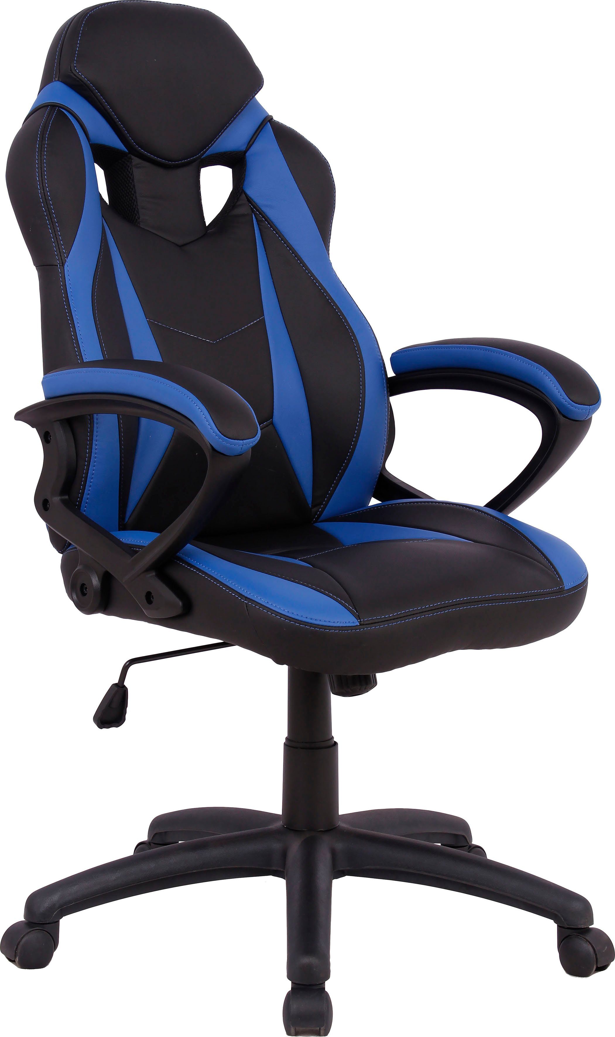 Bürostuhl INOSIGN gepolsterter komfortabel | schwarz/blau Chefsessel, Gaming-Stuhl Monti, schwarz/blau