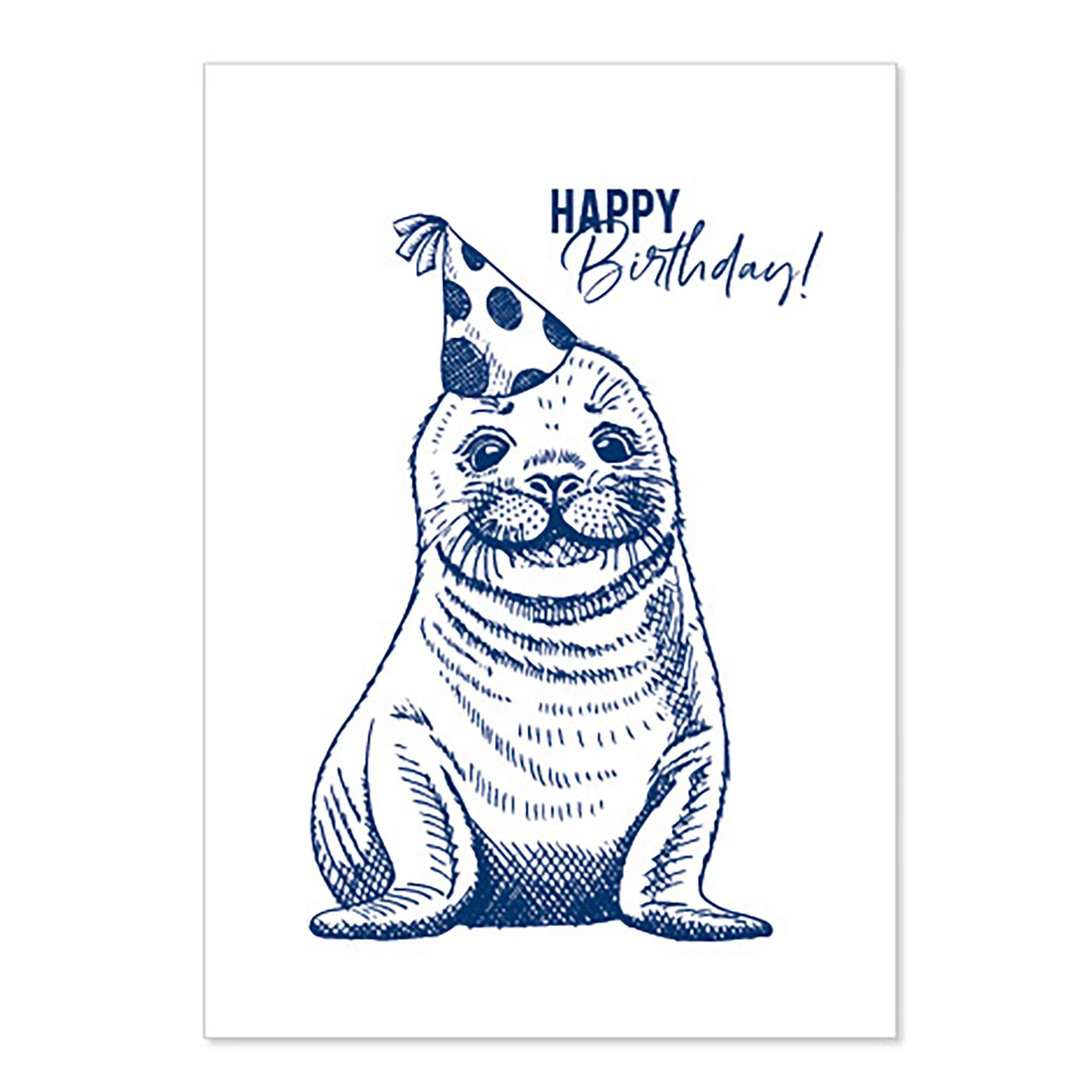 Postkarte Postkarte Happy Birthday Seehund