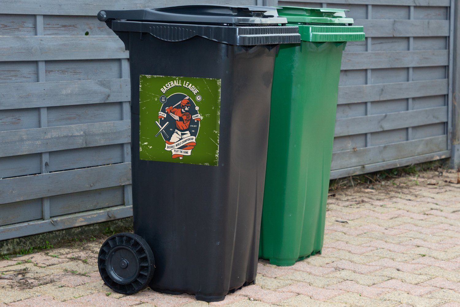 MuchoWow Wandsticker - - Sport Mülltonne, Mülleimer-aufkleber, Mancave - Altmodisch St), Abfalbehälter Container, Baseball (1 Sticker