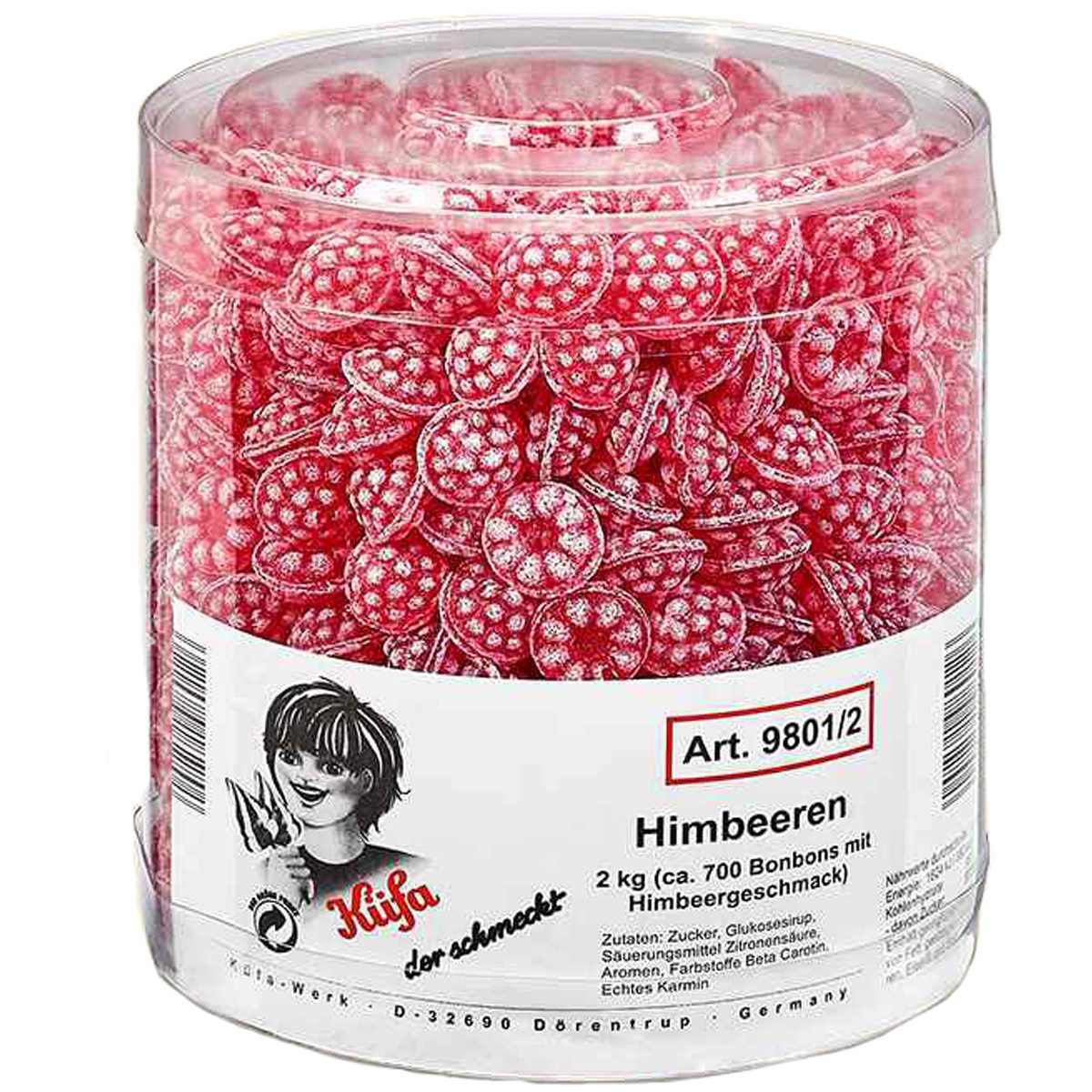 KUEFA Süßigkeit, Küfa Himbeeren Fruchtbonbons mit Himbeergeschmack 700 Stück 2000g