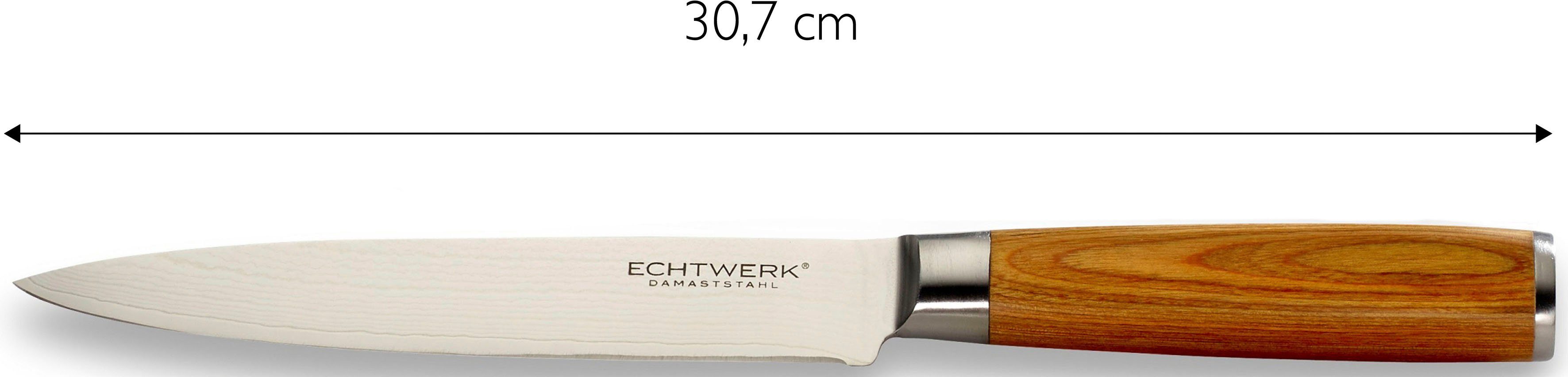in Optik Damaszener 5-tlg), Holzgriffen Messer-Set Küchenmesser-Set ECHTWERK (Set, natürlicher mit