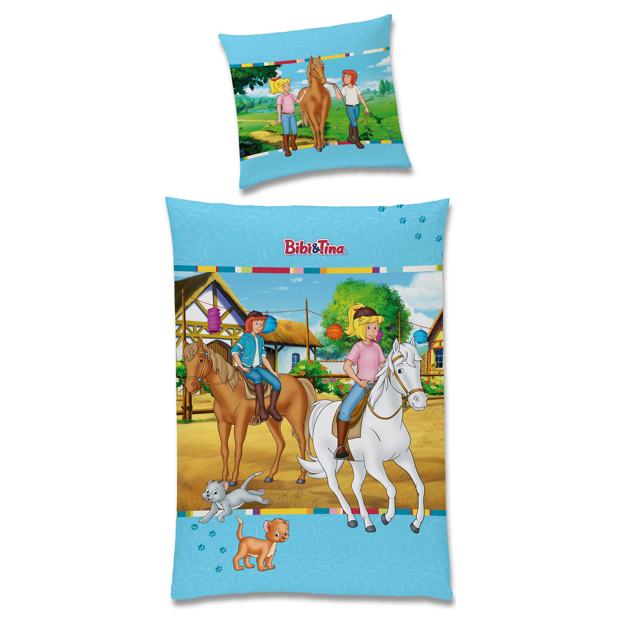 BERONAGE Kinderbettwäsche Bibi und Tina Minky Bettwäsche Biber / Flanell, 100% Baumwolle, 2 teilig, 135x200 + 80x80 cm