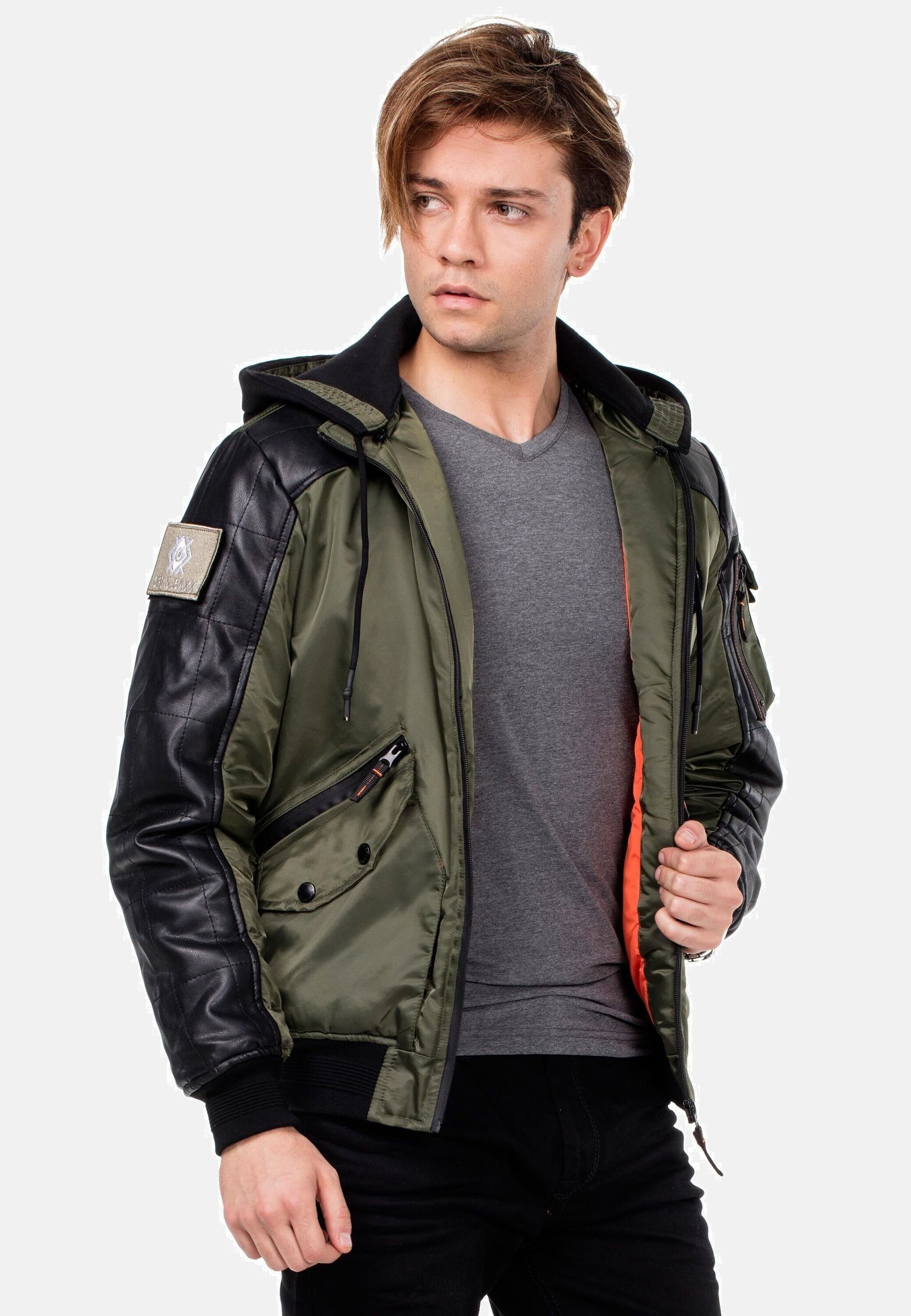 Cipo & Baxx Bomberjacke Jacke mit abnehmbarer Kapuze, CM-134
