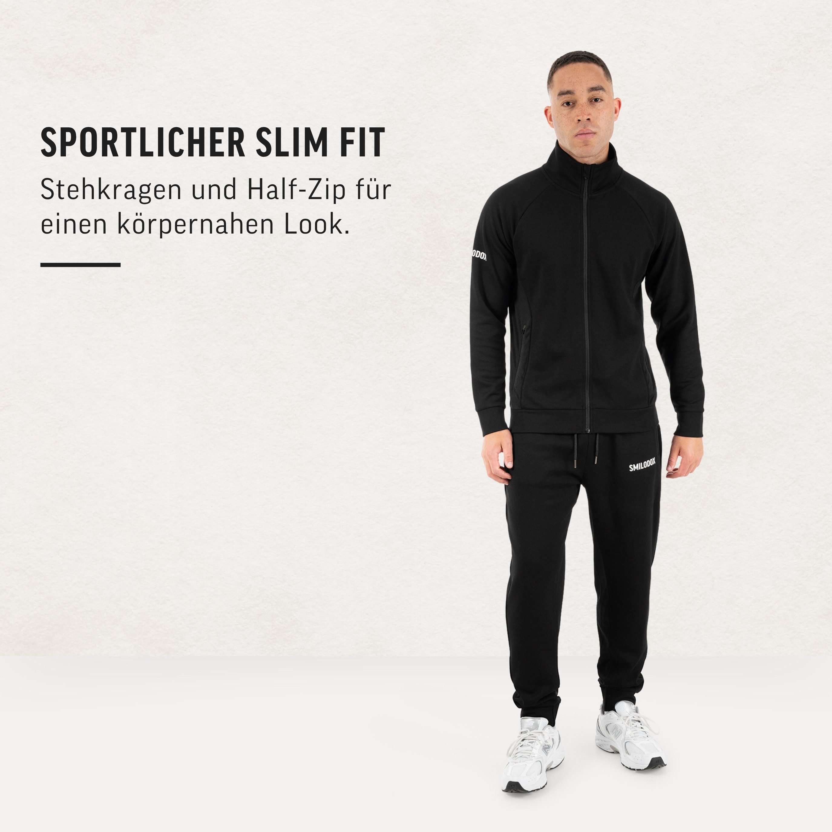 Smilodox Outdoorjacke Denzo Herren, Trainingsjacke, Fitness, Zip Jacke, Activewear Mesh Einsätze, Soft Touch, Zip Taschen, Rippbündchen, Komfort