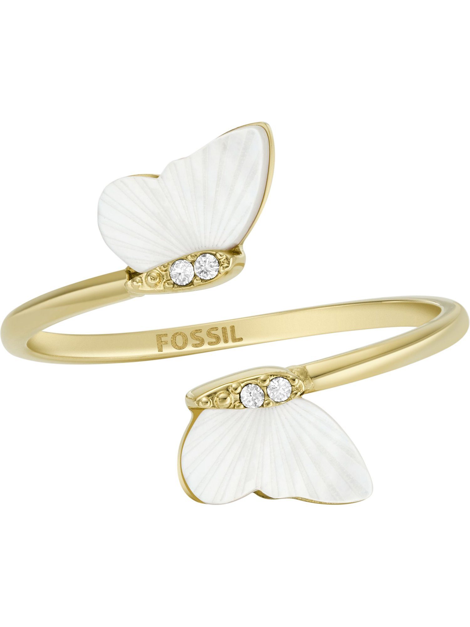 Fingerring Fossil Damen-Damenring Edelstahl Perlmutt