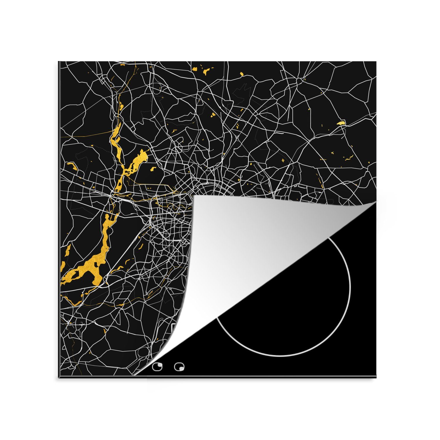 MuchoWow Herdblende-/Abdeckplatte Stadtplan Deutschland Karte tlg), küche cm, Berlin (1 Arbeitsplatte - - - Gold, - 78x78 für Ceranfeldabdeckung, Vinyl