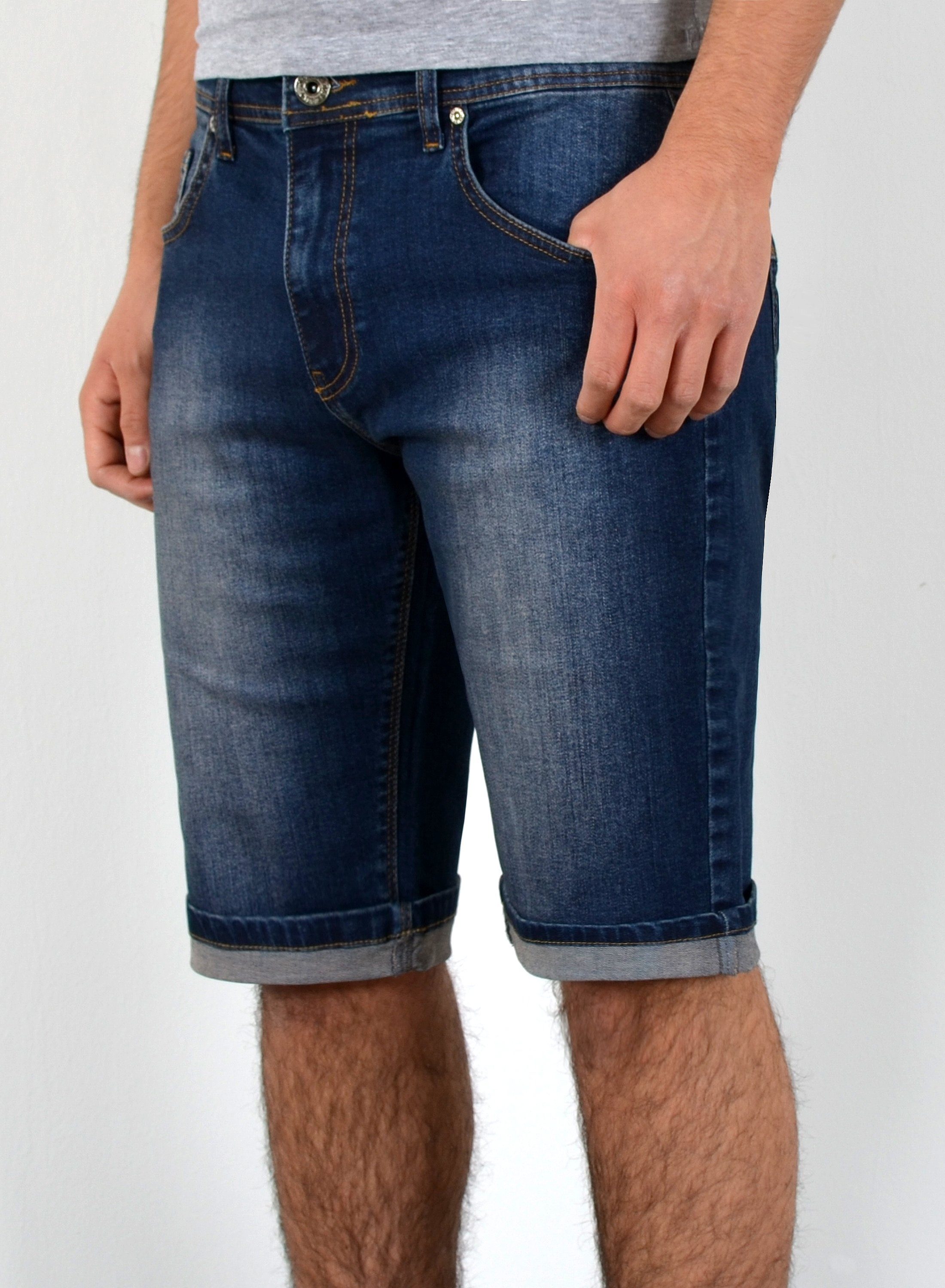 Dunkelblau Capri ESRA Herrren kurze Jeanshose Jeansshorts Herren Herren Jeans Shorts Jeans Straight Capri Herren Jeanshose, Stretch, Look, Plussize bis 5 Regular Große Größe, Jeans kurze mit A360 AS420 mit mit Comfort Pocket, Herren Hose Hose, Jeansshorts Übergröße Hose Herren / Rissen Jeans Herren Shorts Destroyed Capri