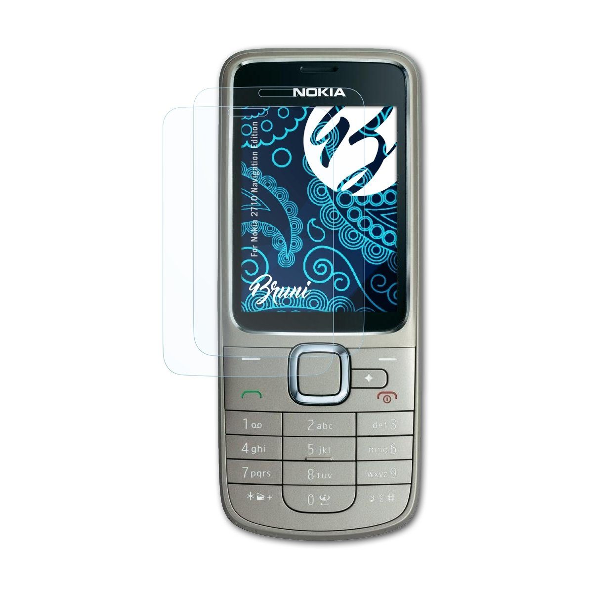 Bruni Schutzfolie für Nokia 2710 Navigation Edition, (2 Folien), praktisch unsichtbar