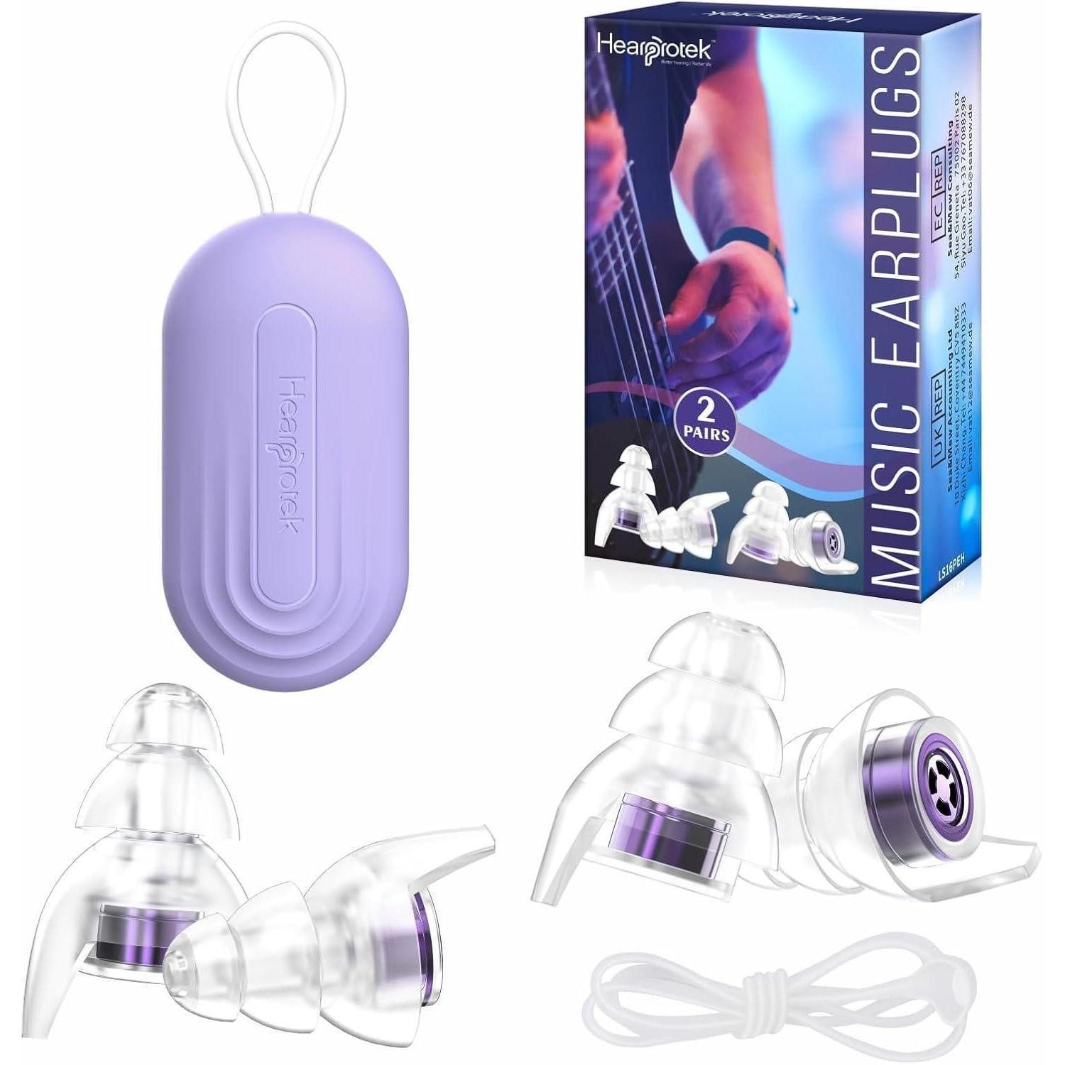 LuxusKollektion Kapselgehörschutz Ohrstöpsel 2 Paar Konzerte 23dB Violett