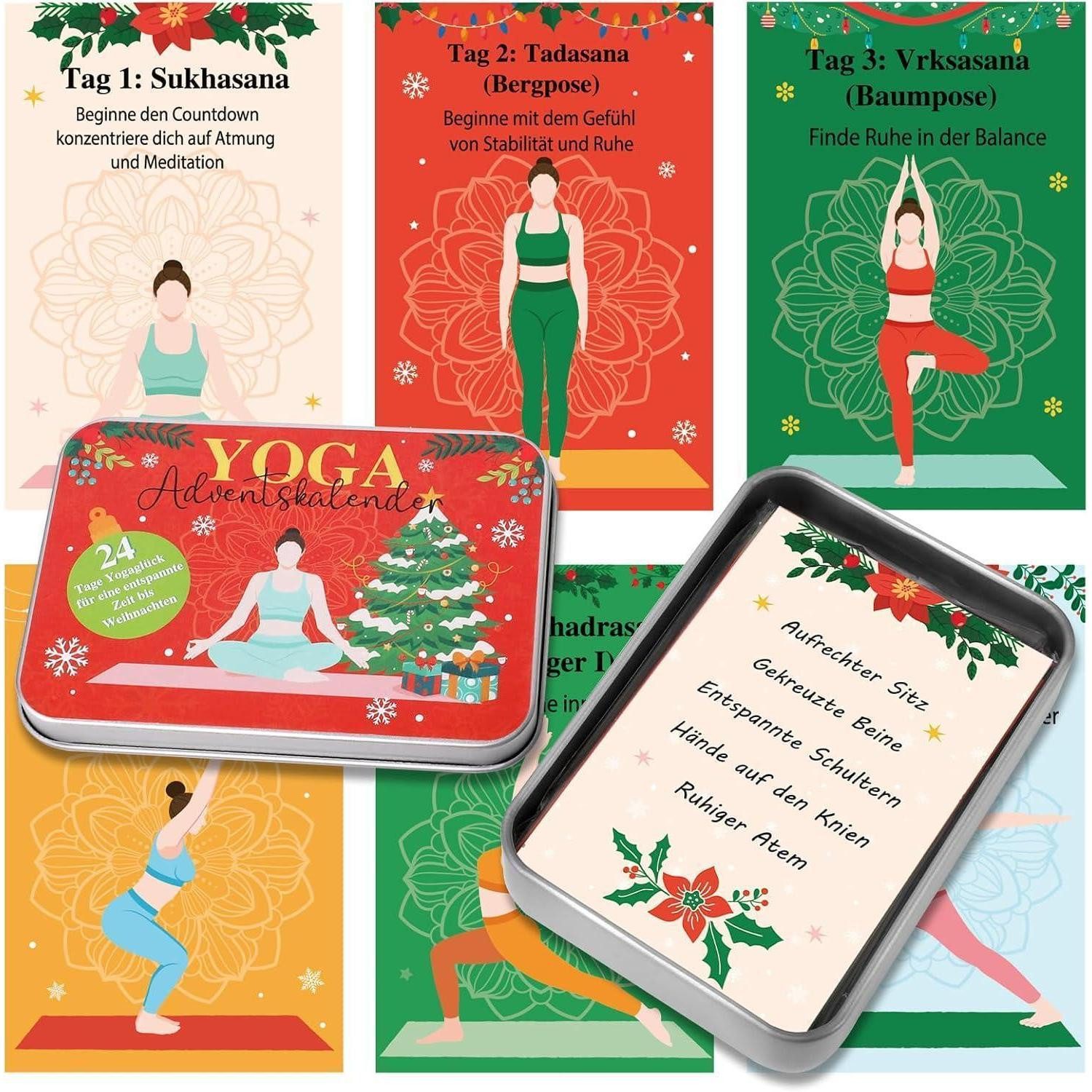 LuxusKollektion Adventskalender Adventskalender Frauen Dose Karten 24 Tage Entspannung Yoga